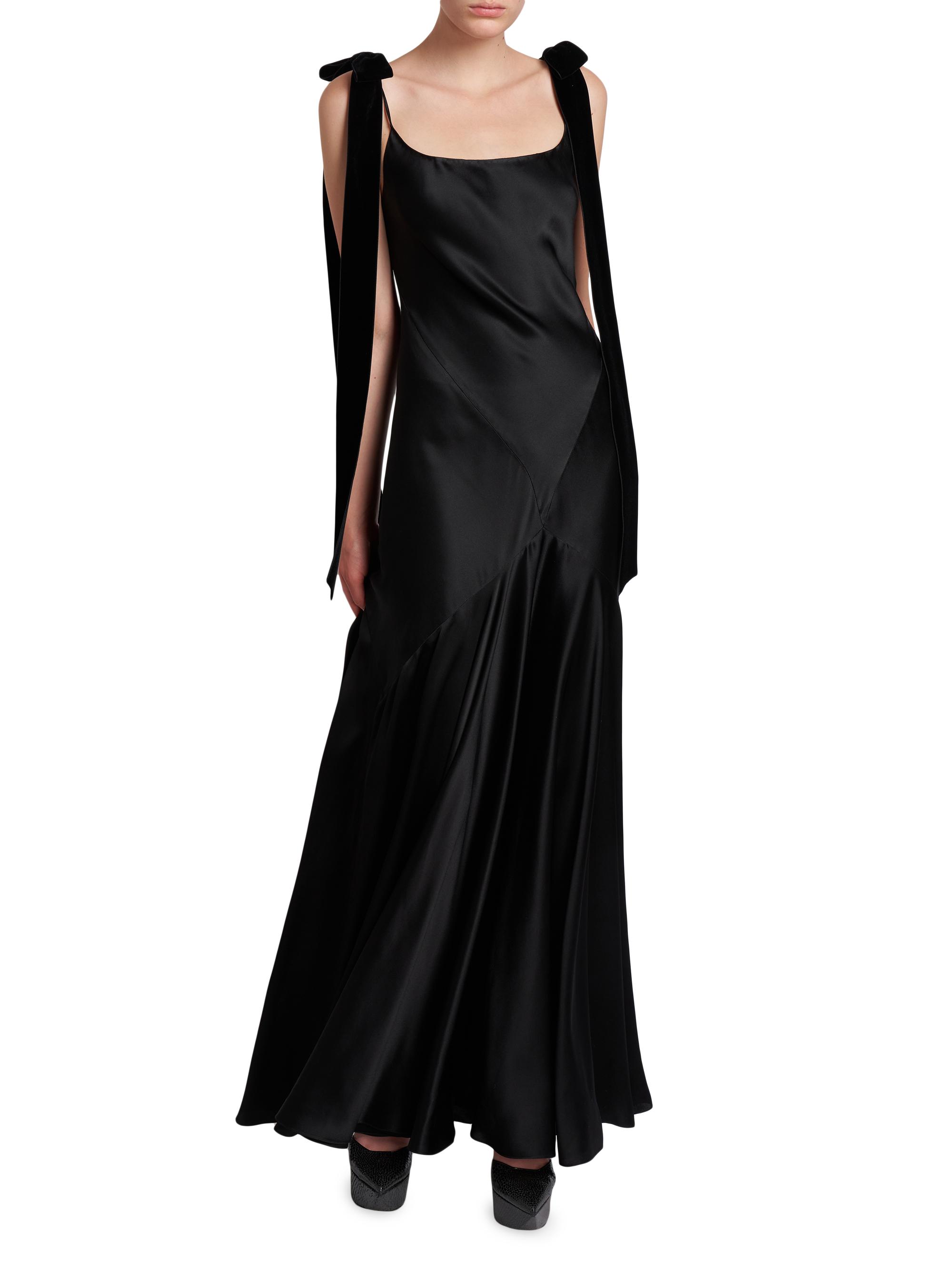 Nina Ricci Bias-Cut Satin Bow-Shoulder Gown | Saks Fifth Avenue