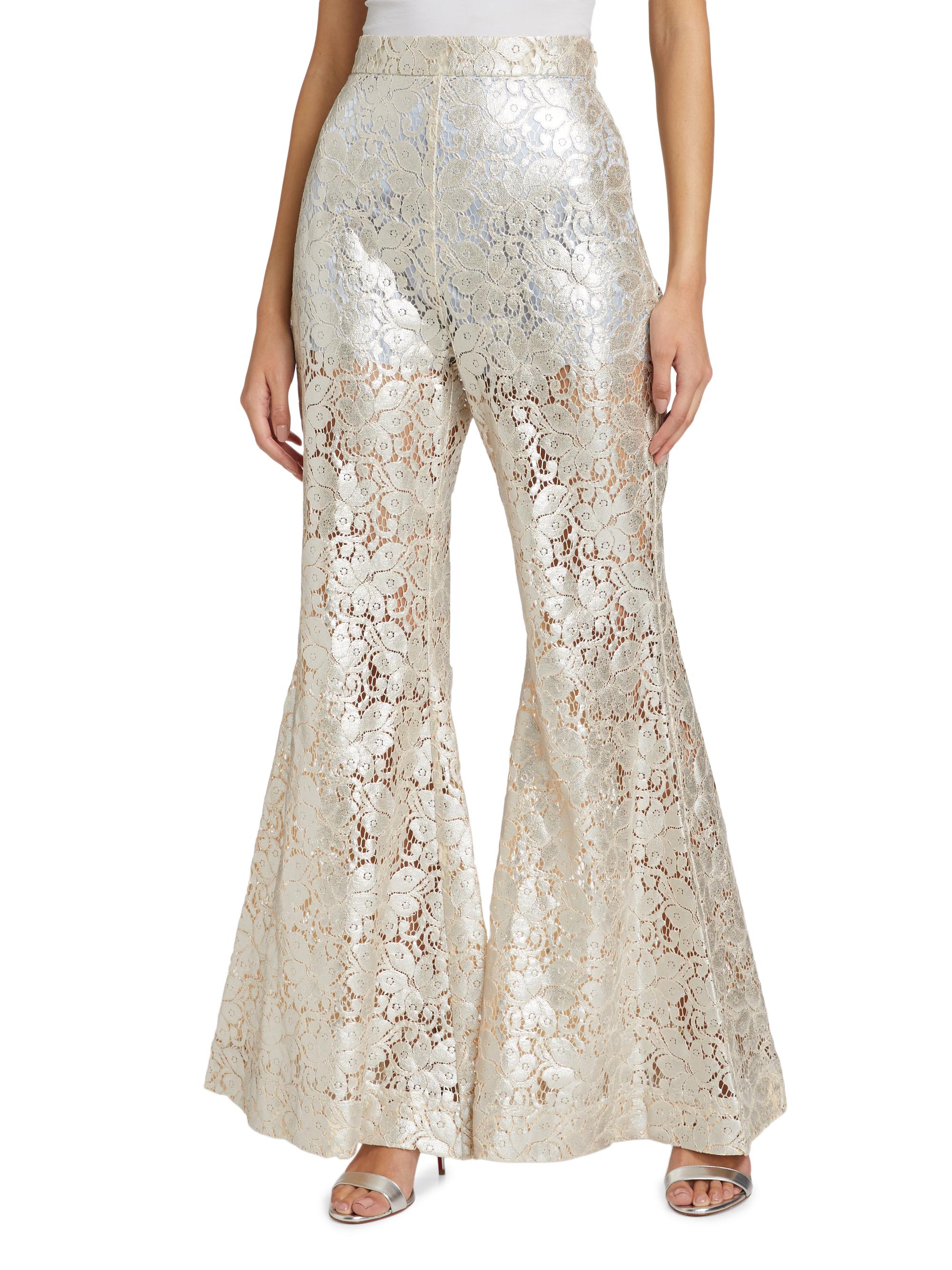 High-rise guipure lace pants