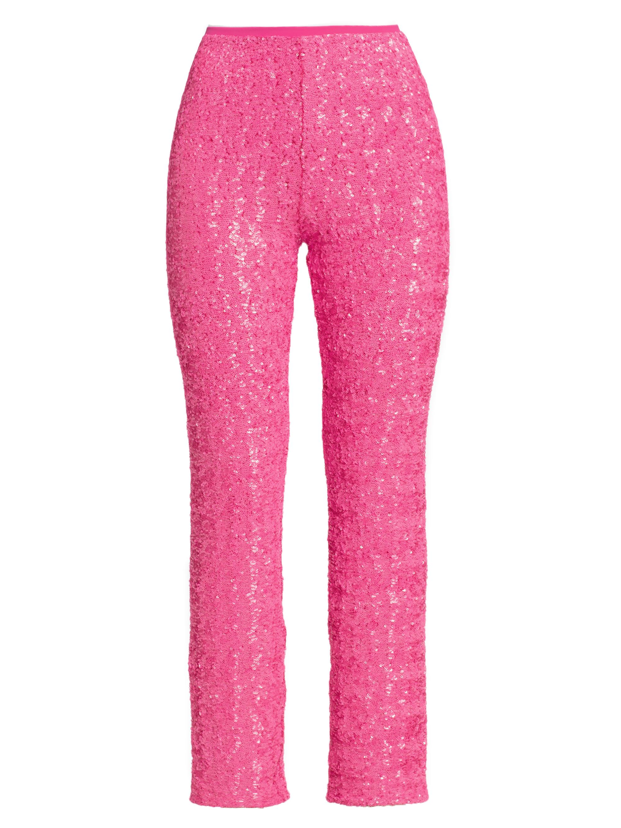 Chiara Boni La Petite Robe Women's Linettir Paillettes Sequined Crop Flare Pants - Spicy Pink