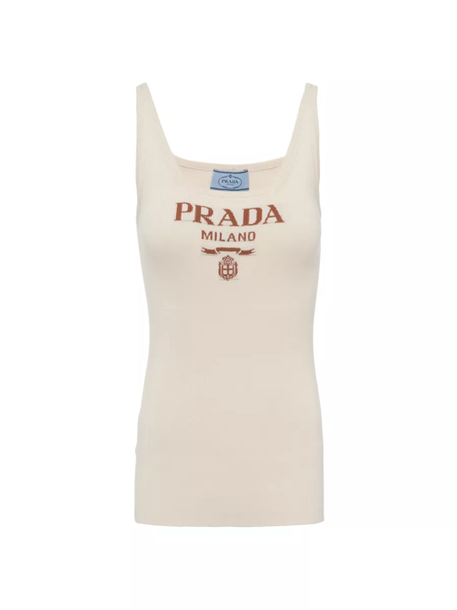 Shop Prada Silk Tank Top With Logo | Saks Fifth Avenue Shop Prada Silk Tank Top With Logo | Saks Fifth Avenue