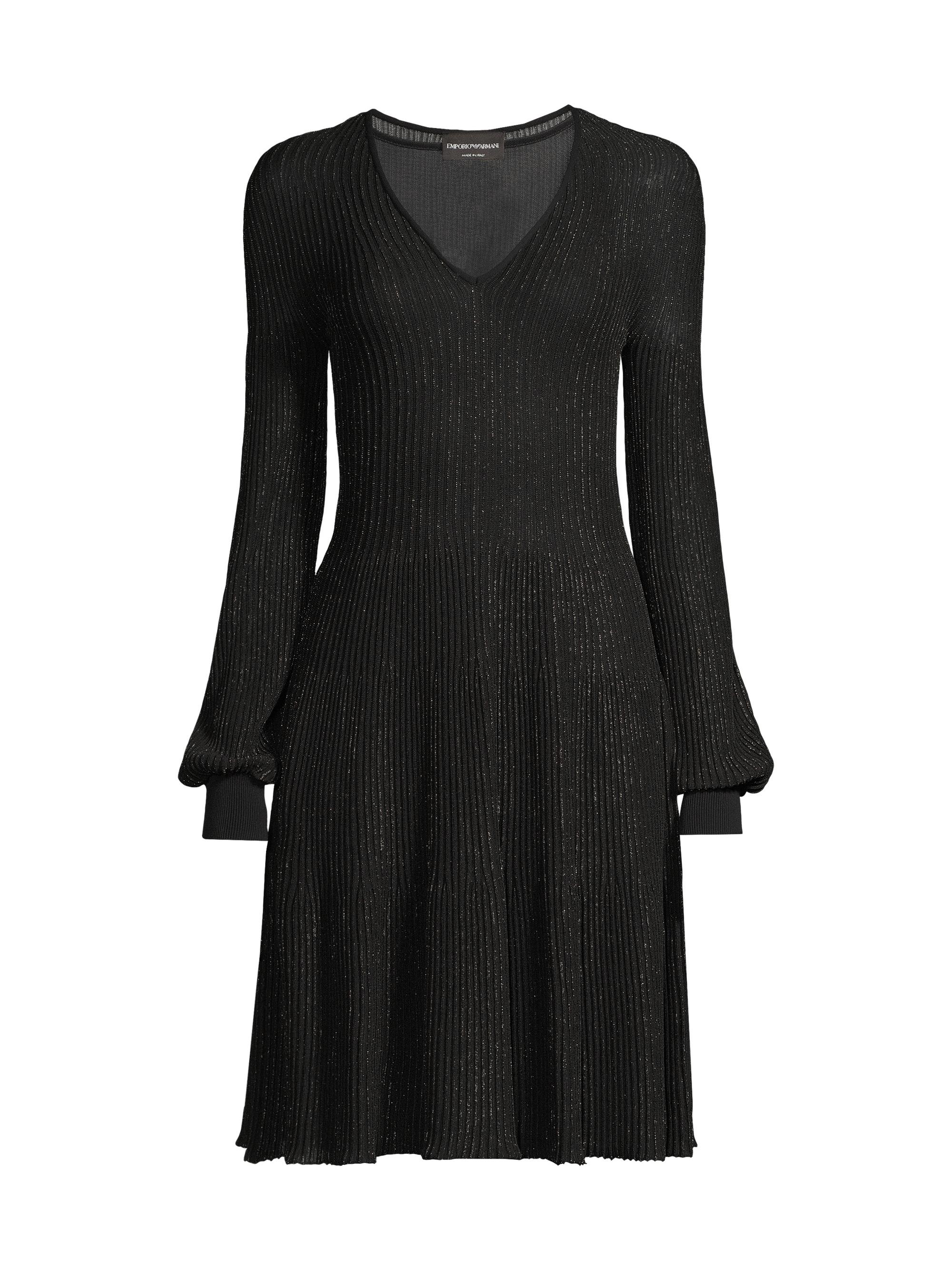 Emporio Armani Women's Metallic Knit Mini Dress - Black