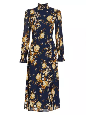 Shop Reformation Stevi Floral Mock Turtleneck Midi-Dress | Saks Fifth Avenue