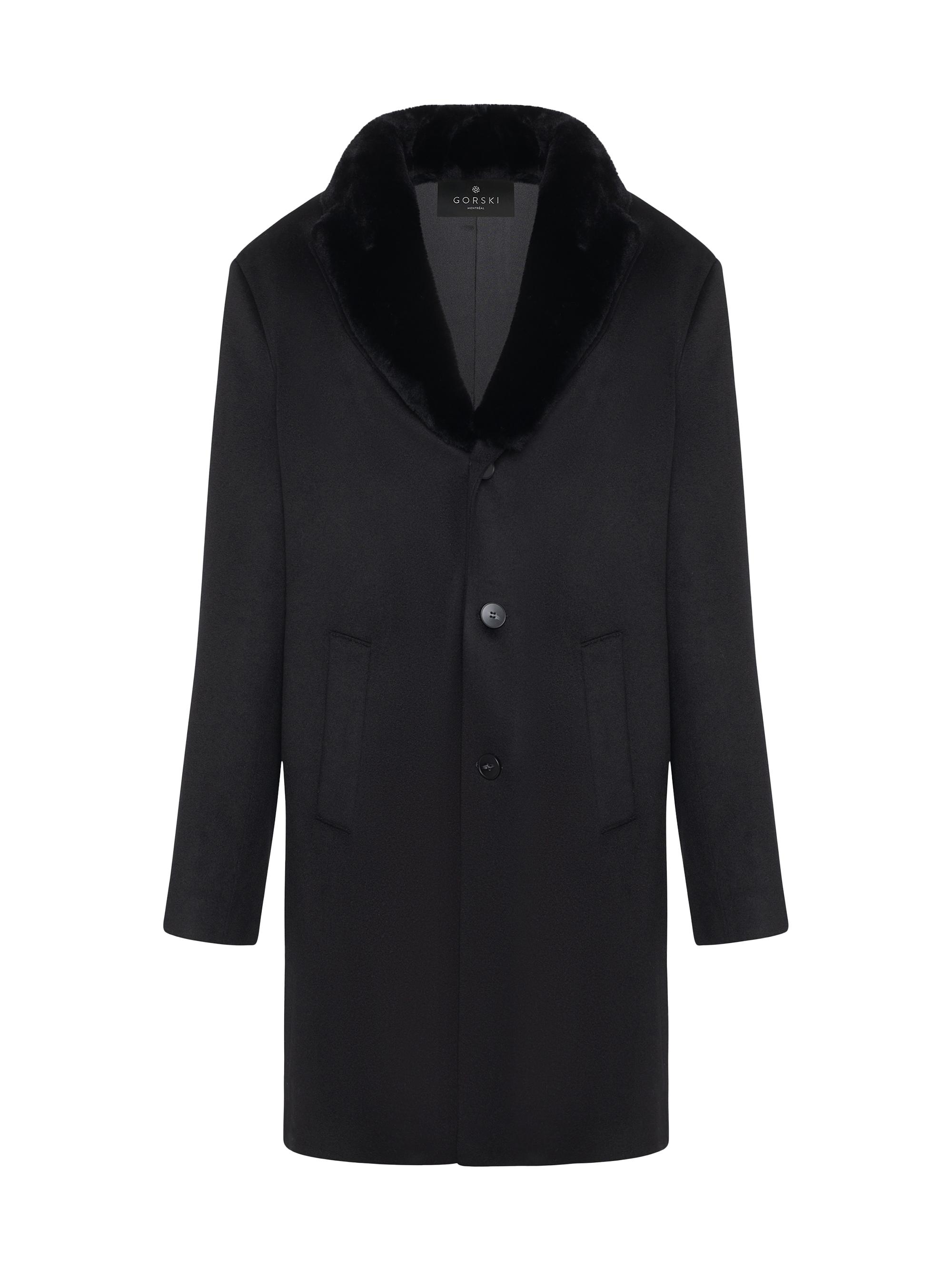 Gorski Men's Wool and Cashmere Blend Stroller with Shearling Trim - Black