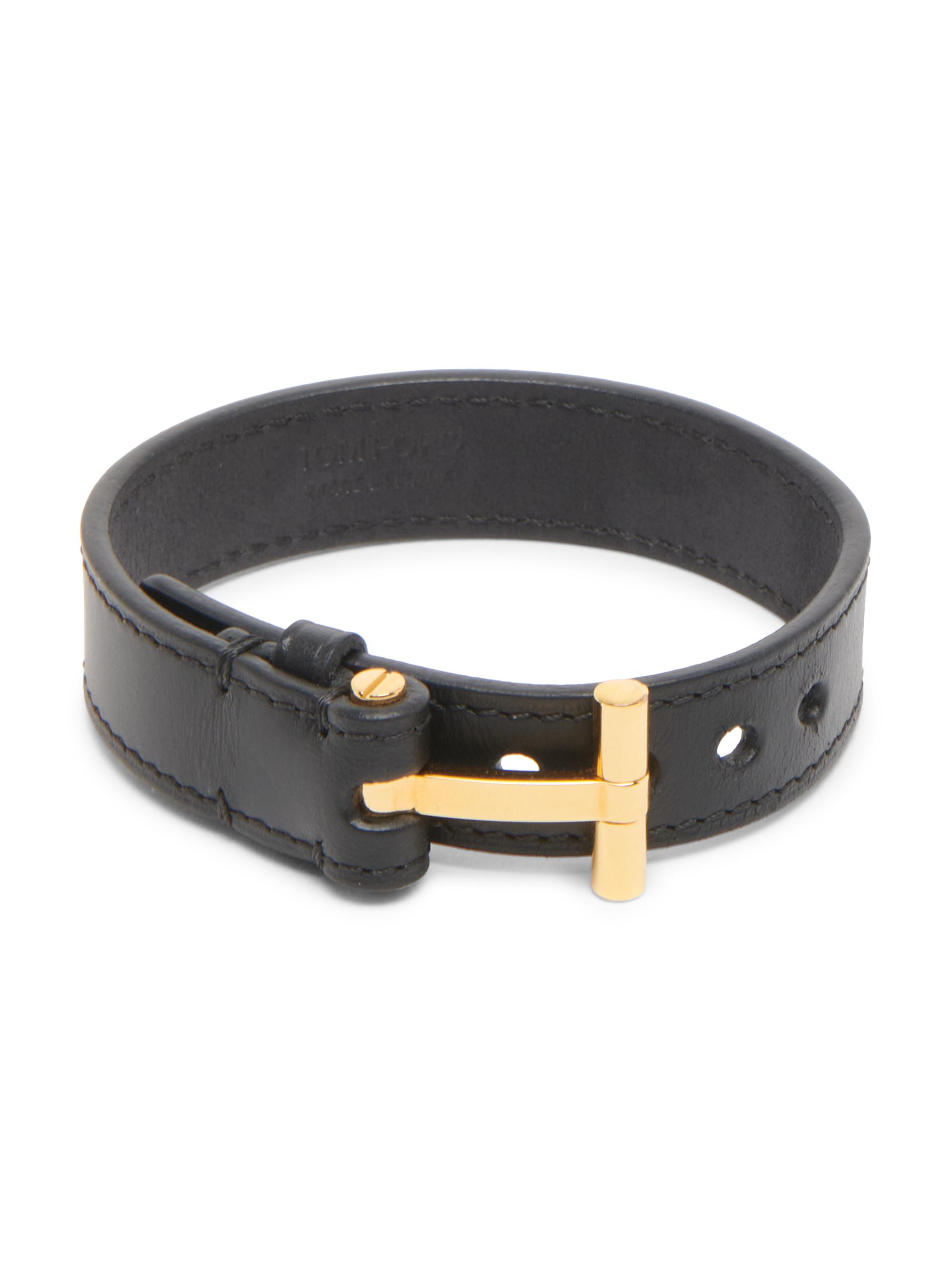 TOM FORD Men's T Hollywood Leather Bracelet - Black