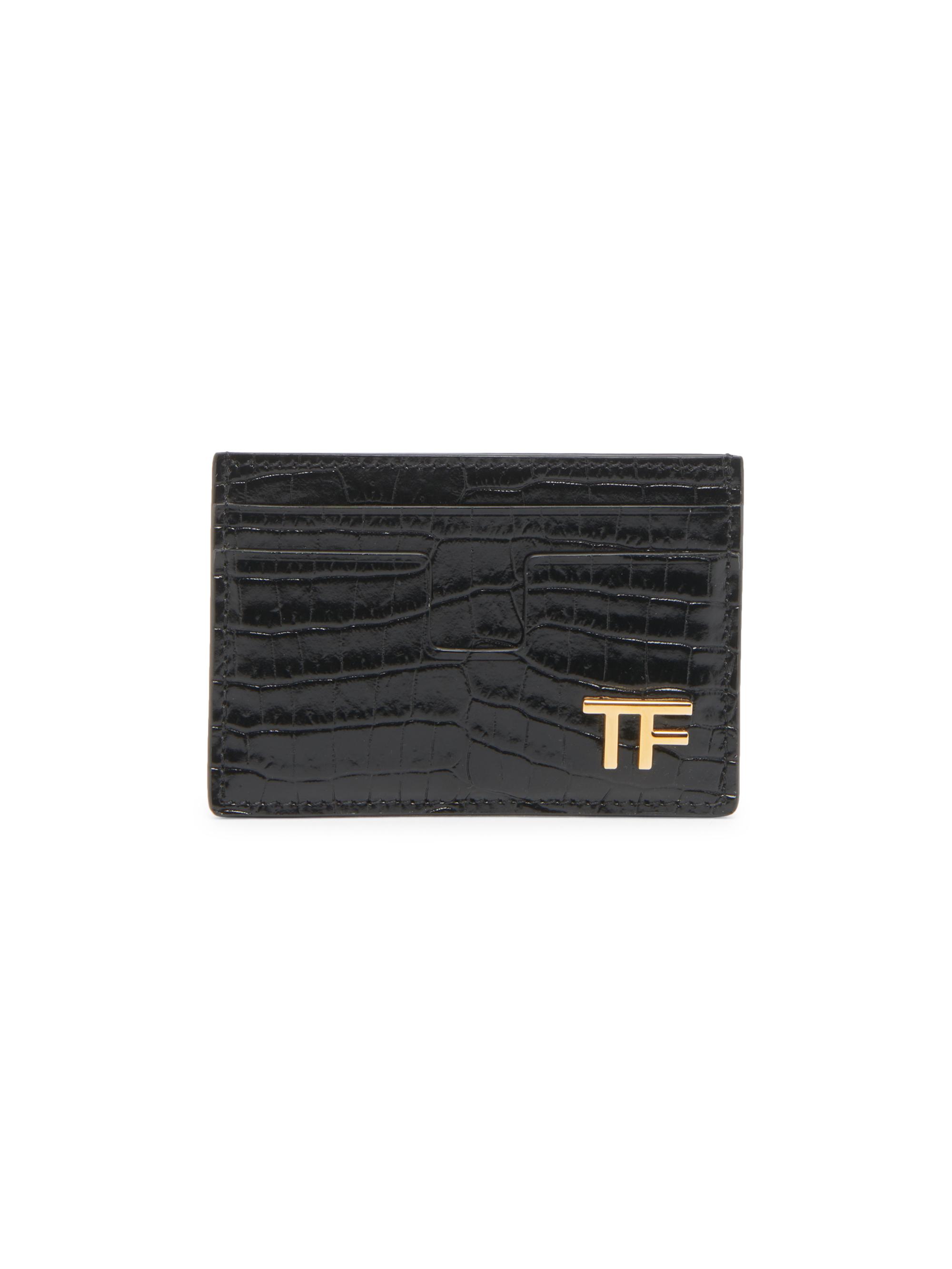 TOM FORD Gold-Tone Logo Leather Card Holder | Saks Fifth Avenue