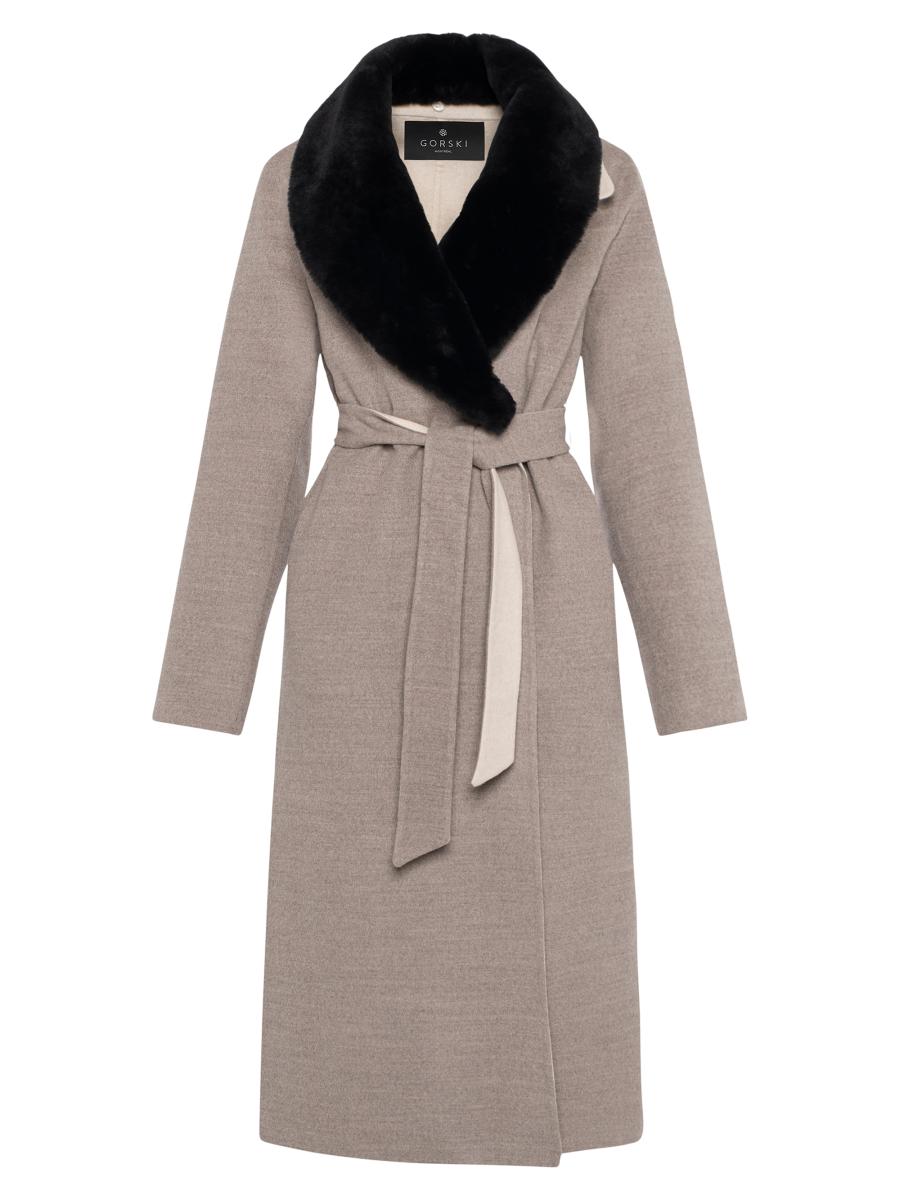 Gorski Wool Short Coat with Shearling Lamb Collar | Saks Fifth Avenue
