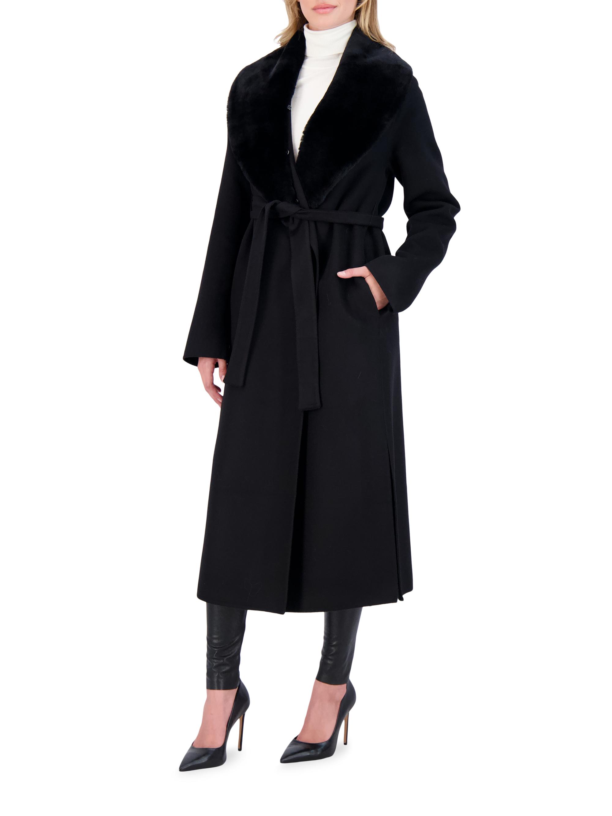 Gorski Wool Short Coat with Shearling Lamb Collar | Saks Fifth Avenue