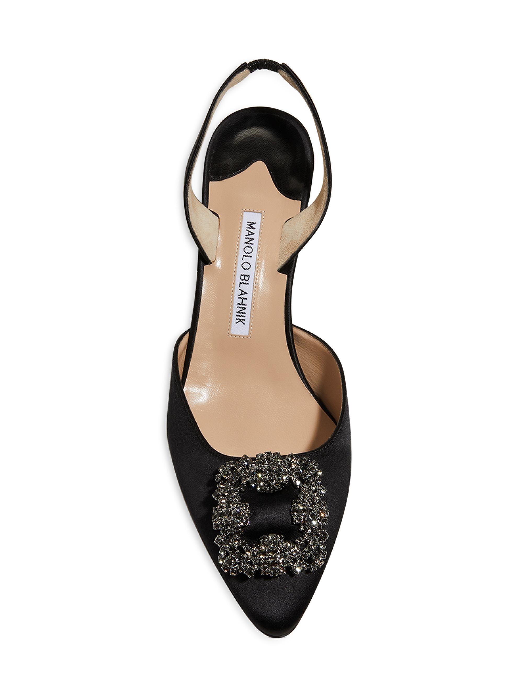 【1回使用】MANOLO BLAHNIK ハンギシ HANGISHI 裏貼 35 Manolo Blahnik Hangisli 50MM Jewel Buckle Satin Pumps | Saks Fifth