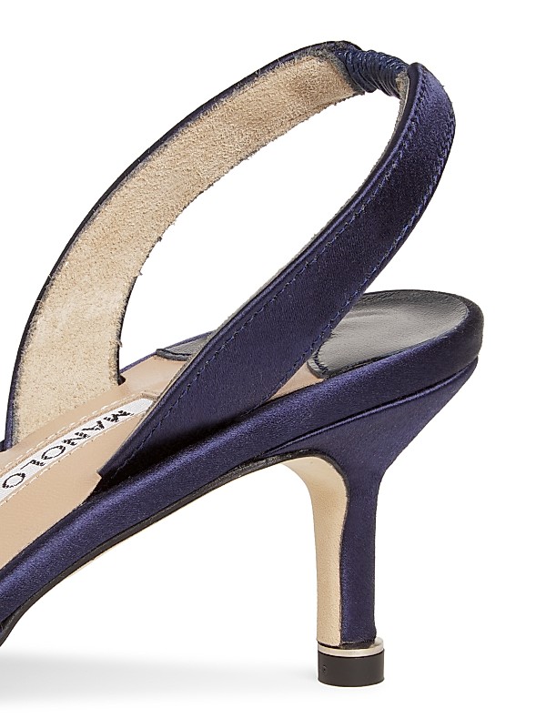 Shop Manolo Blahnik Hangisli 50MM Satin Jewel Buckle Pumps Shop Manolo Blahnik Hangisli 50MM Satin Jewel Buckle Pumps