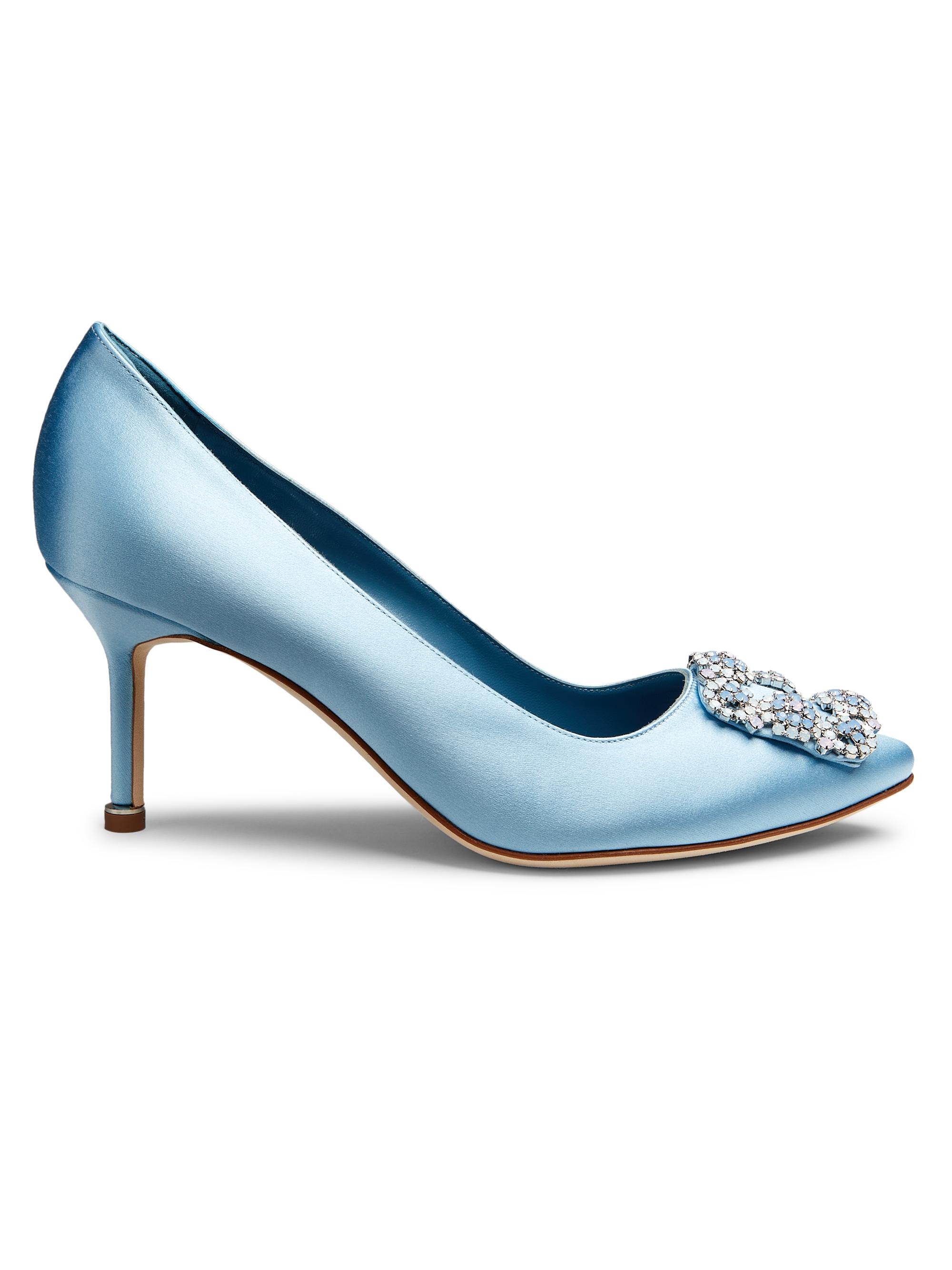 Manolo Blahnik Hangisi satin ballerina shoes - Blue