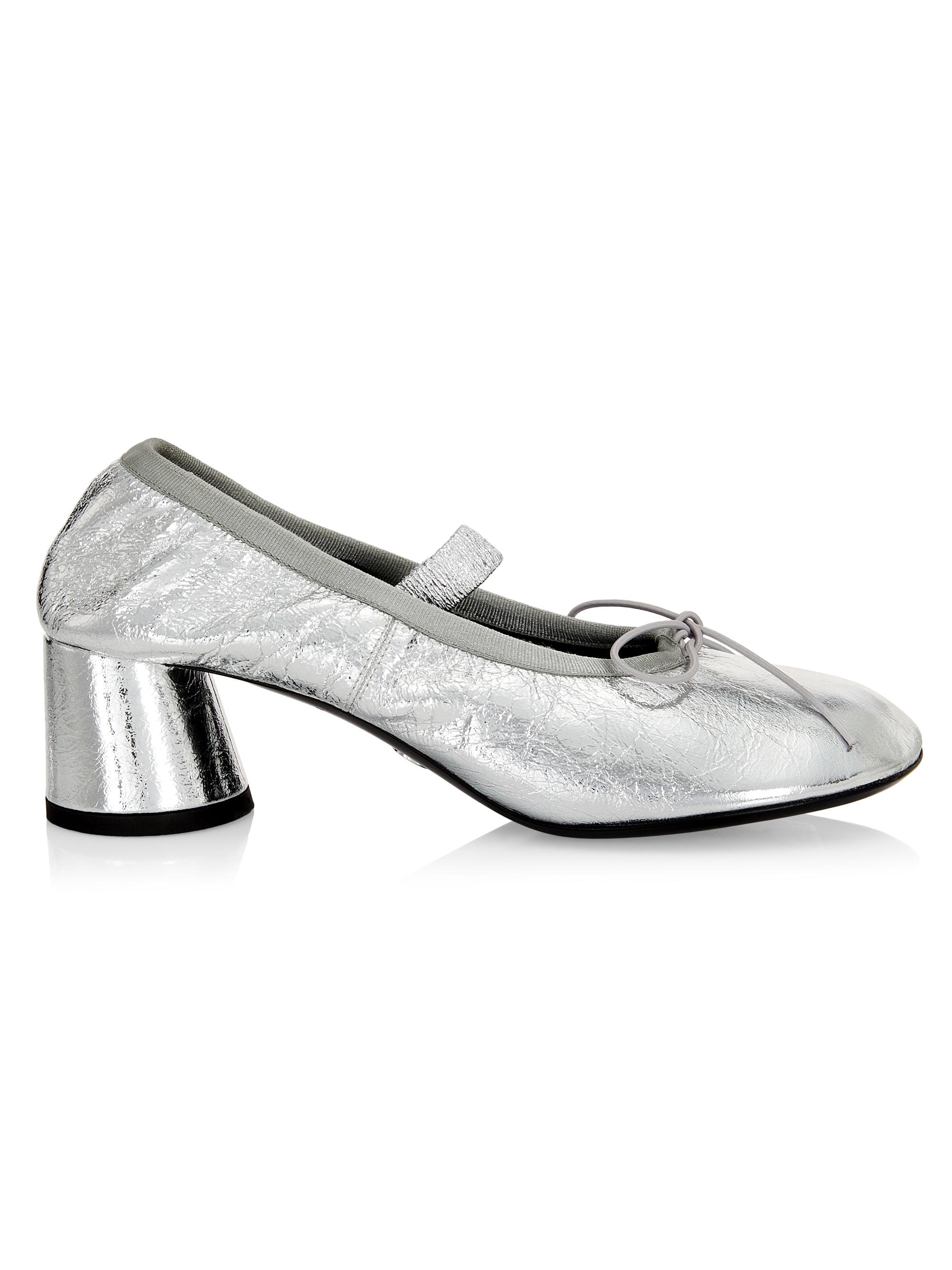 Proenza Schouler Women's Glove 55MM Metallic Leather Mary Jane Pumps - Silver