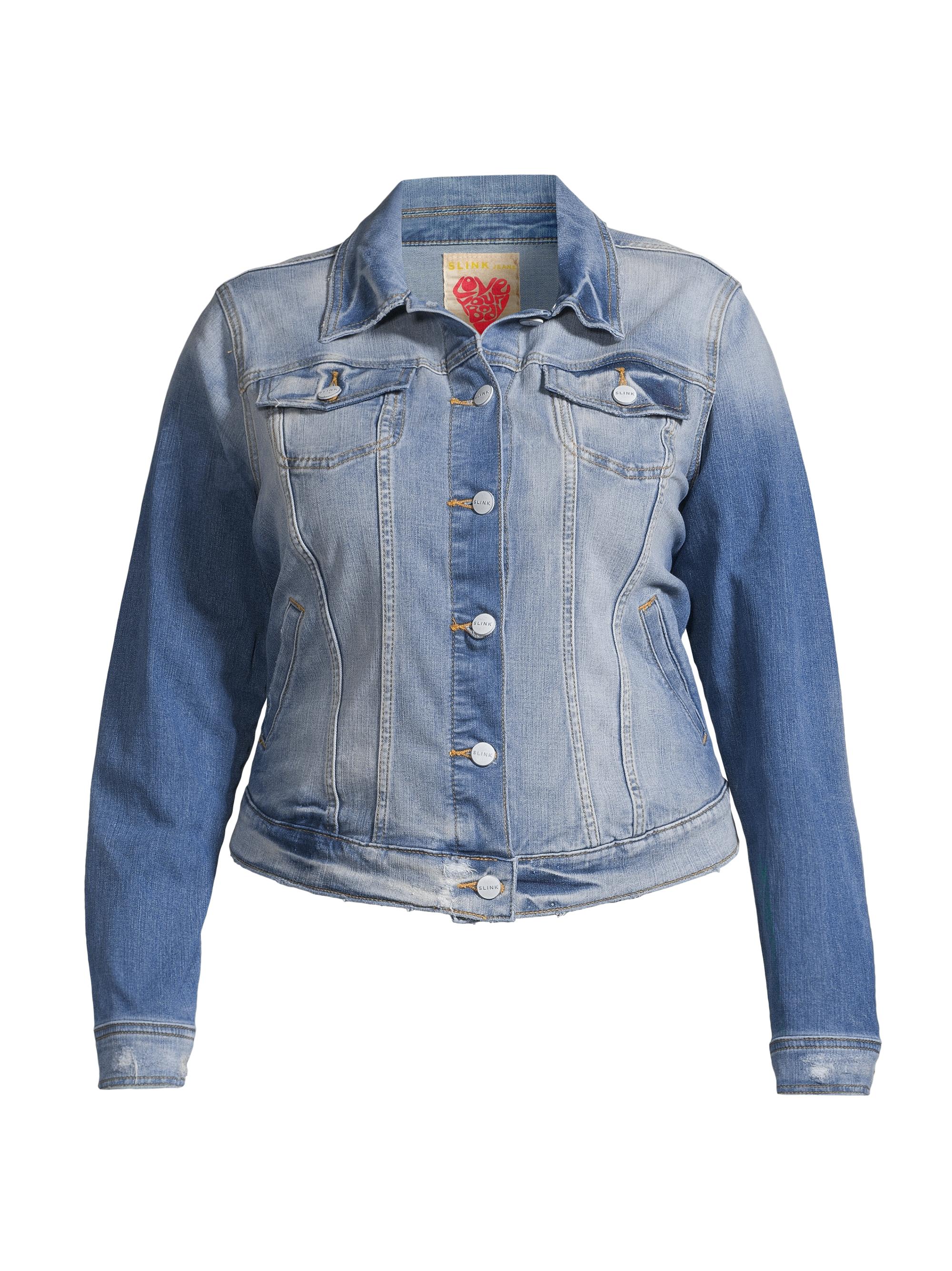 Slink Jeans Women's Two-Tone Denim Trucker Jacket - Destiny