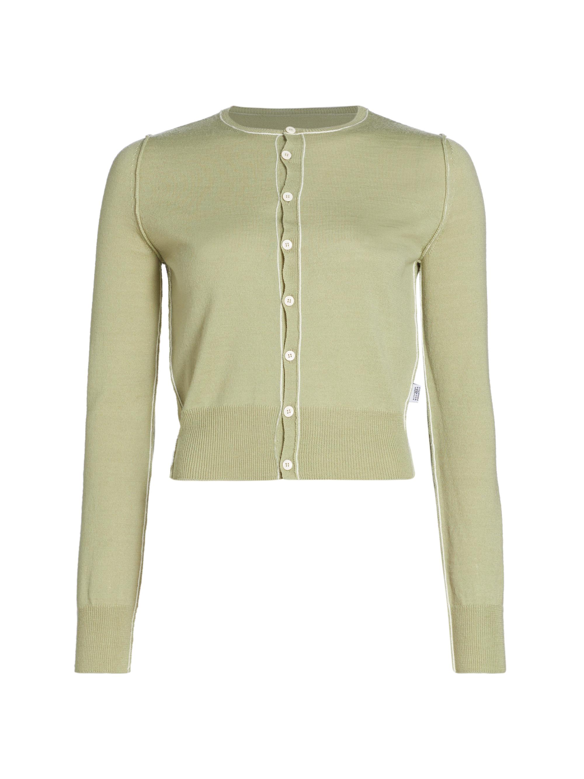 Shop MM6 Maison Margiela Piped Wool-Blend Cardigan | Saks Fifth Avenue