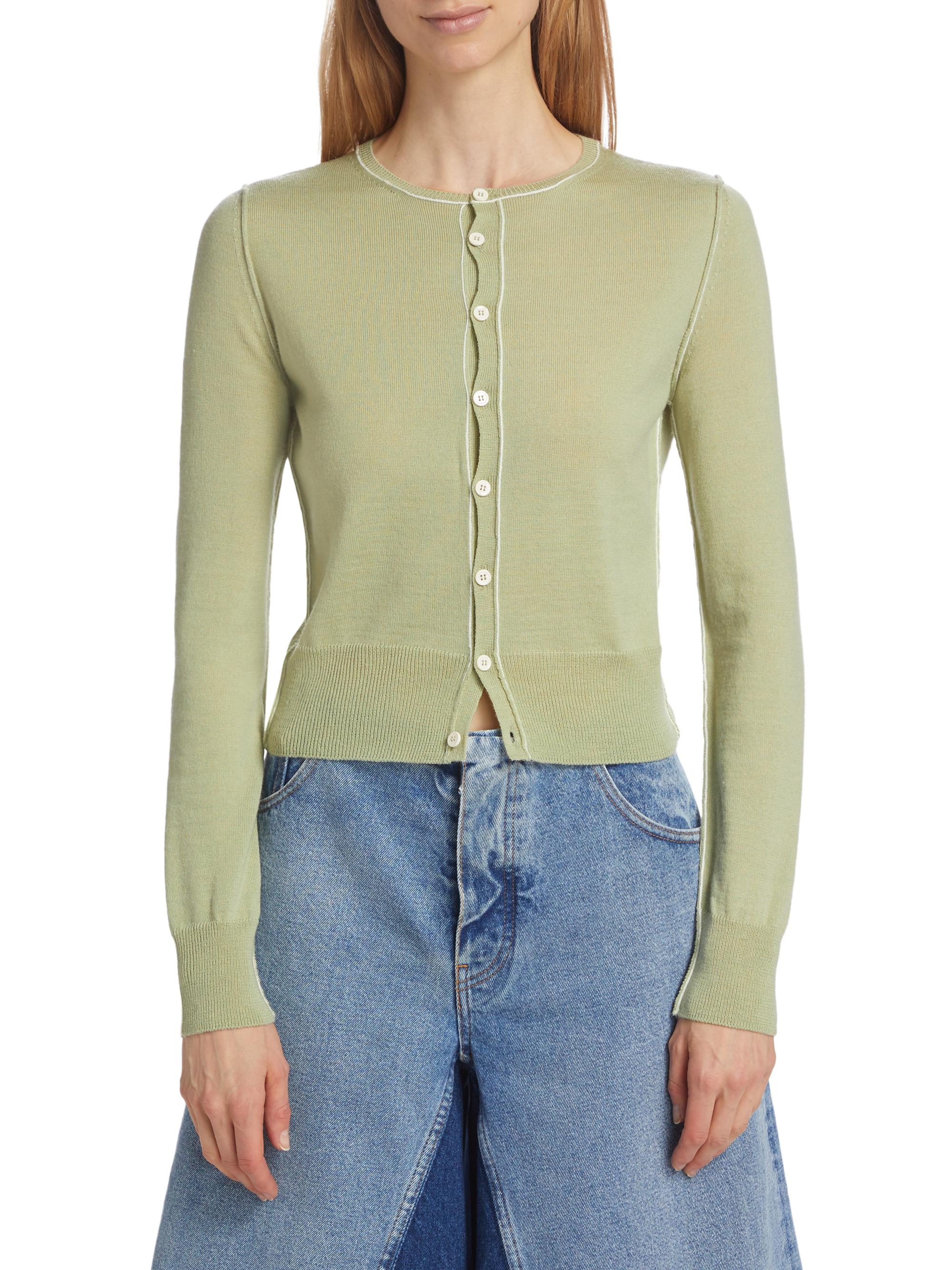 Shop MM6 Maison Margiela Piped Wool-Blend Cardigan | Saks Fifth Avenue