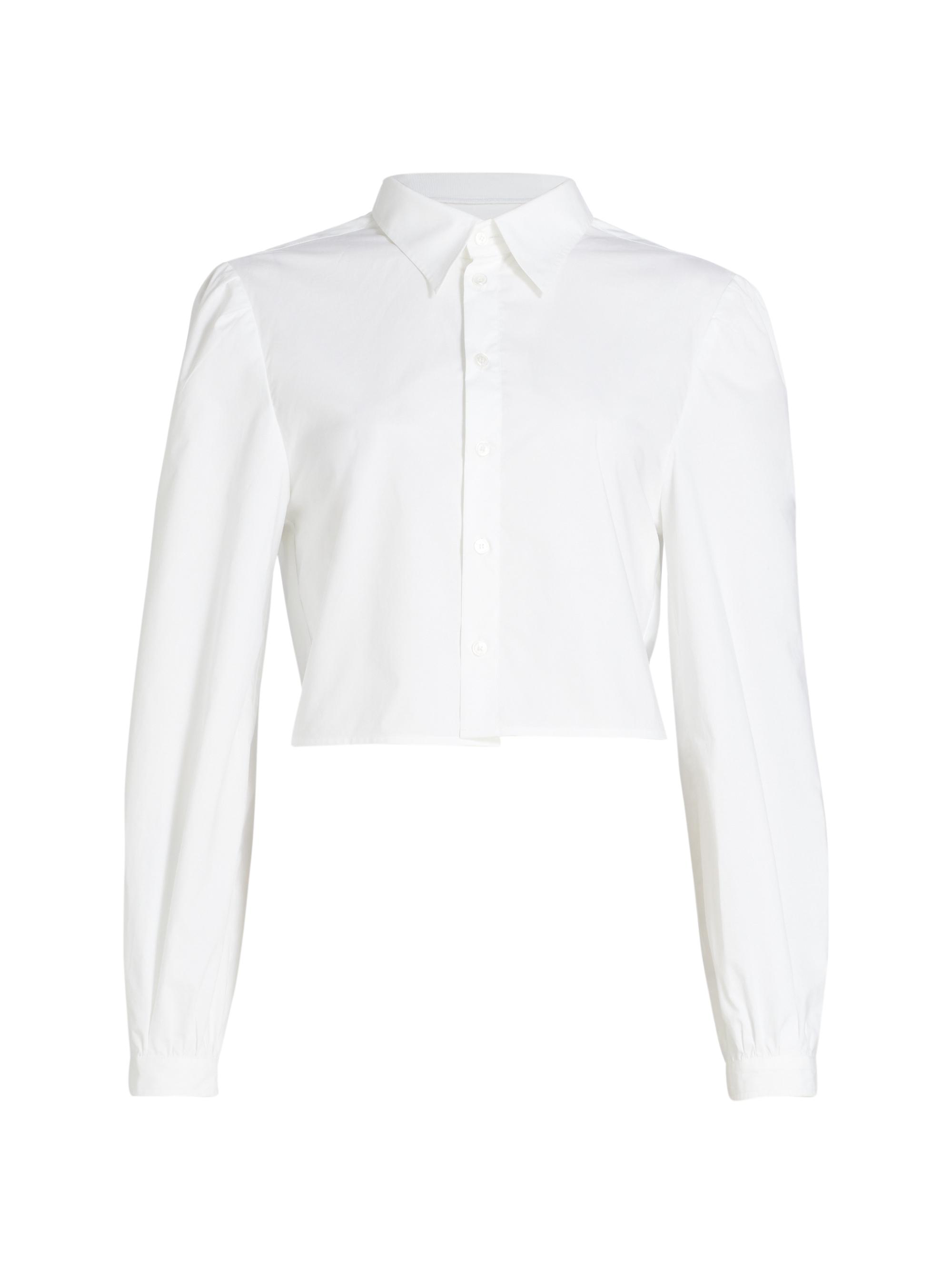 MM6 Maison Margiela Women's Cropped Poplin Layered Yoke Shirt - White