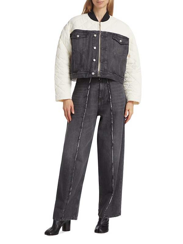 Shop MM6 Maison Margiela Mixed Media Bomber Jacket | Saks Shop MM6 Maison Margiela Mixed Media Bomber Jacket | Saks