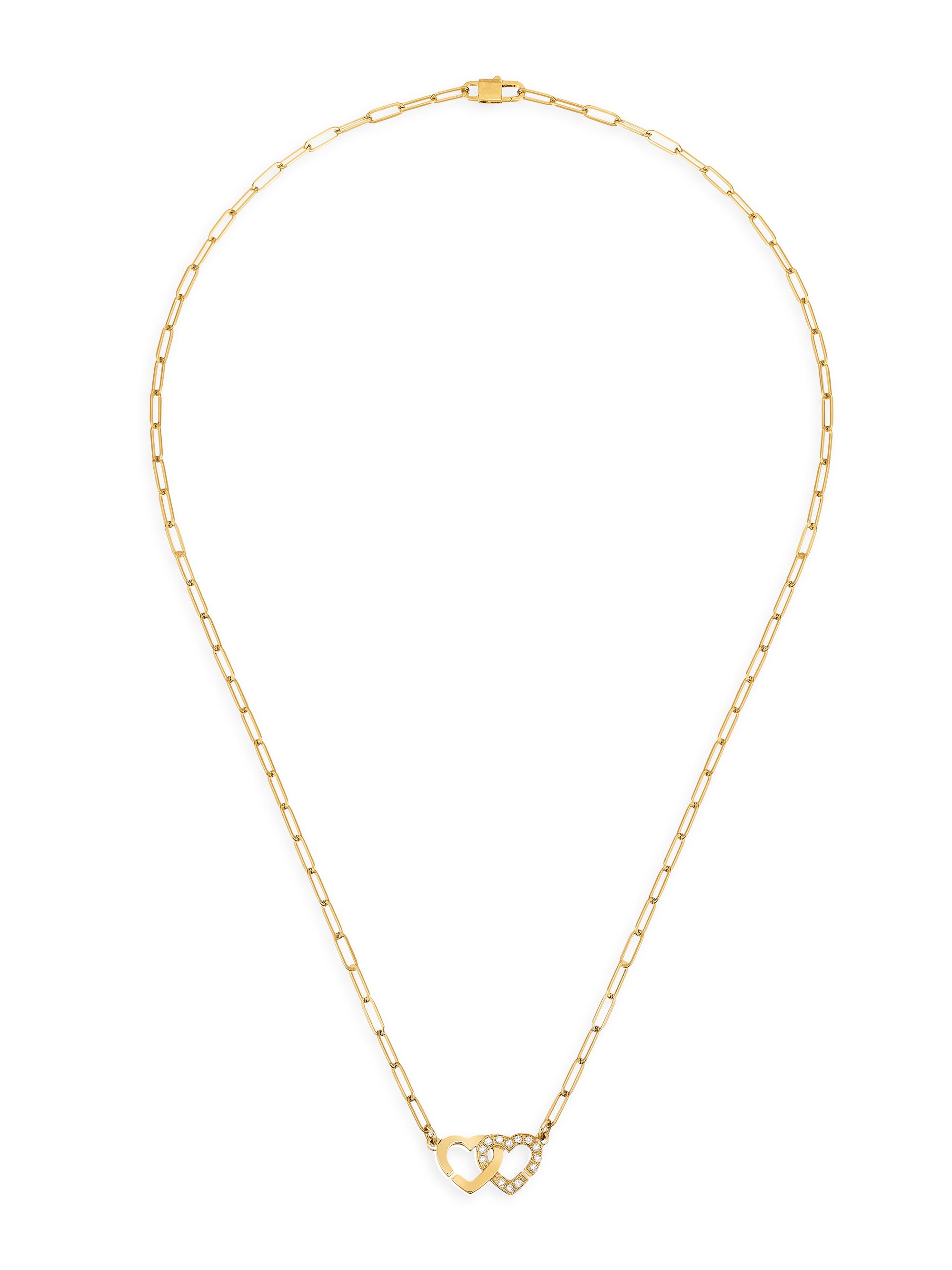 Dinh Van Women's Double Coeurs R9 18K Yellow Gold & 0.07 TCW Diamond Pendant Necklace - Yellow Gold