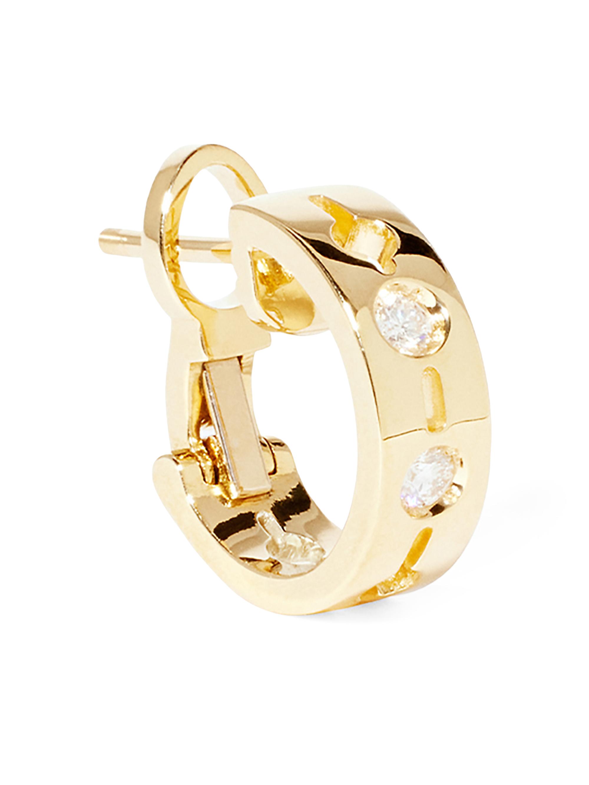Dinh Van Women's Pulse Mono 18K Yellow Gold & 0.05 TCW Diamond Clip-On Single Hoop Earring - Yellow Gold