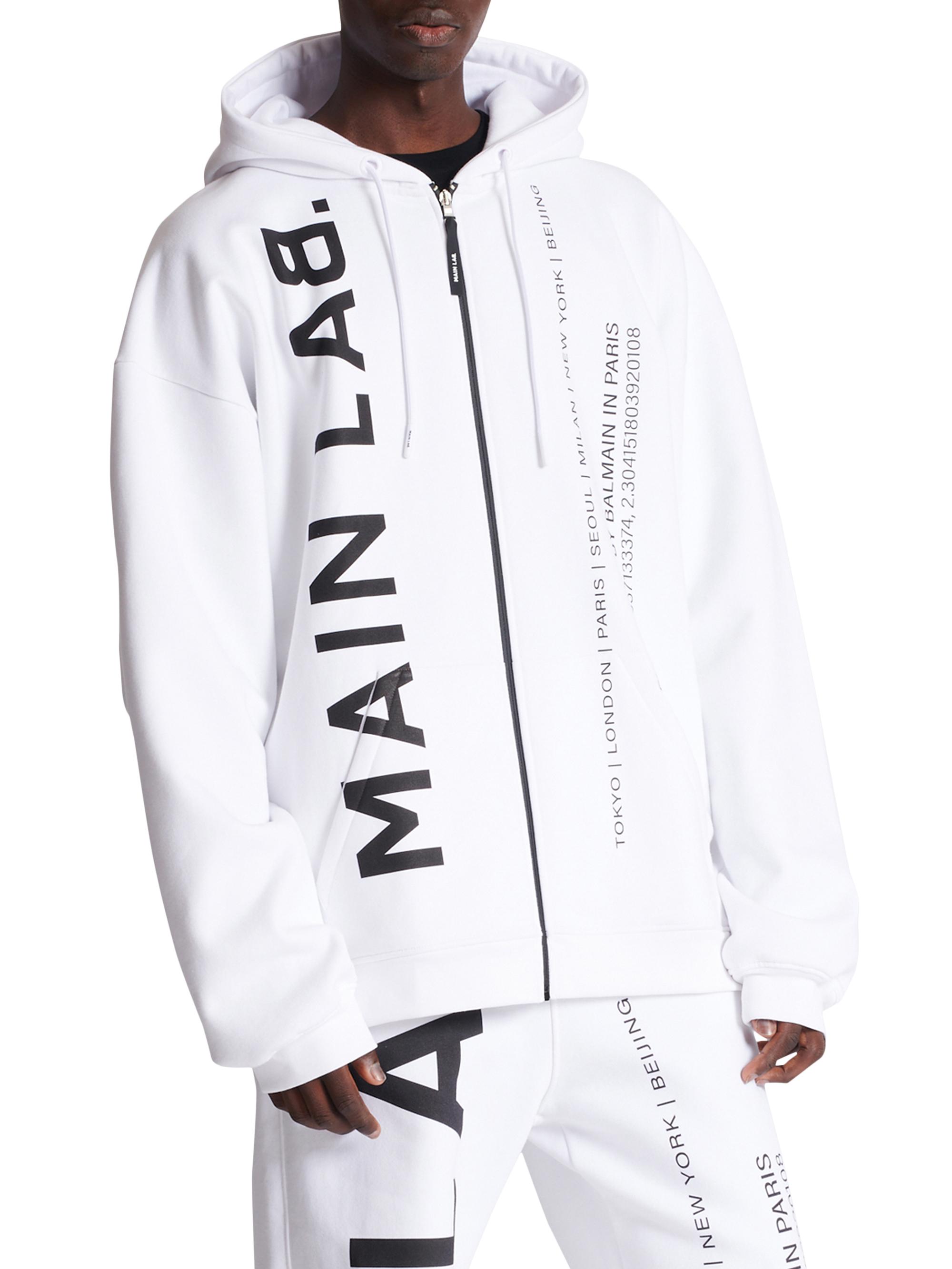 Balmain Main Lab Logo Zip Hoodie | Saks Fifth Avenue