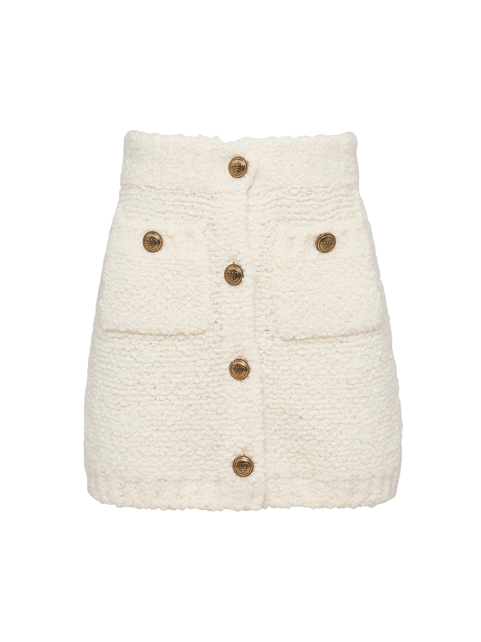 Prada Women's Bouclé Mohair Miniskirt - White