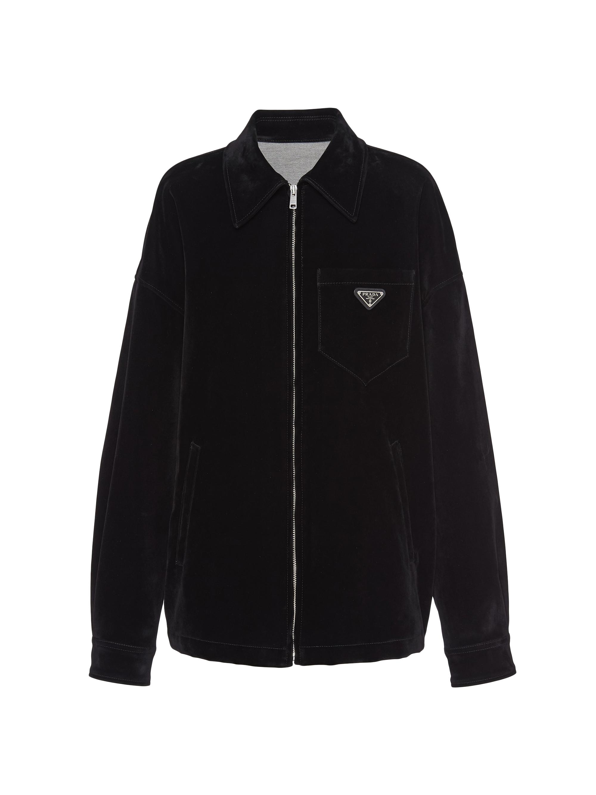 Prada Women's Velvet Denim Blouson Jacket - Black