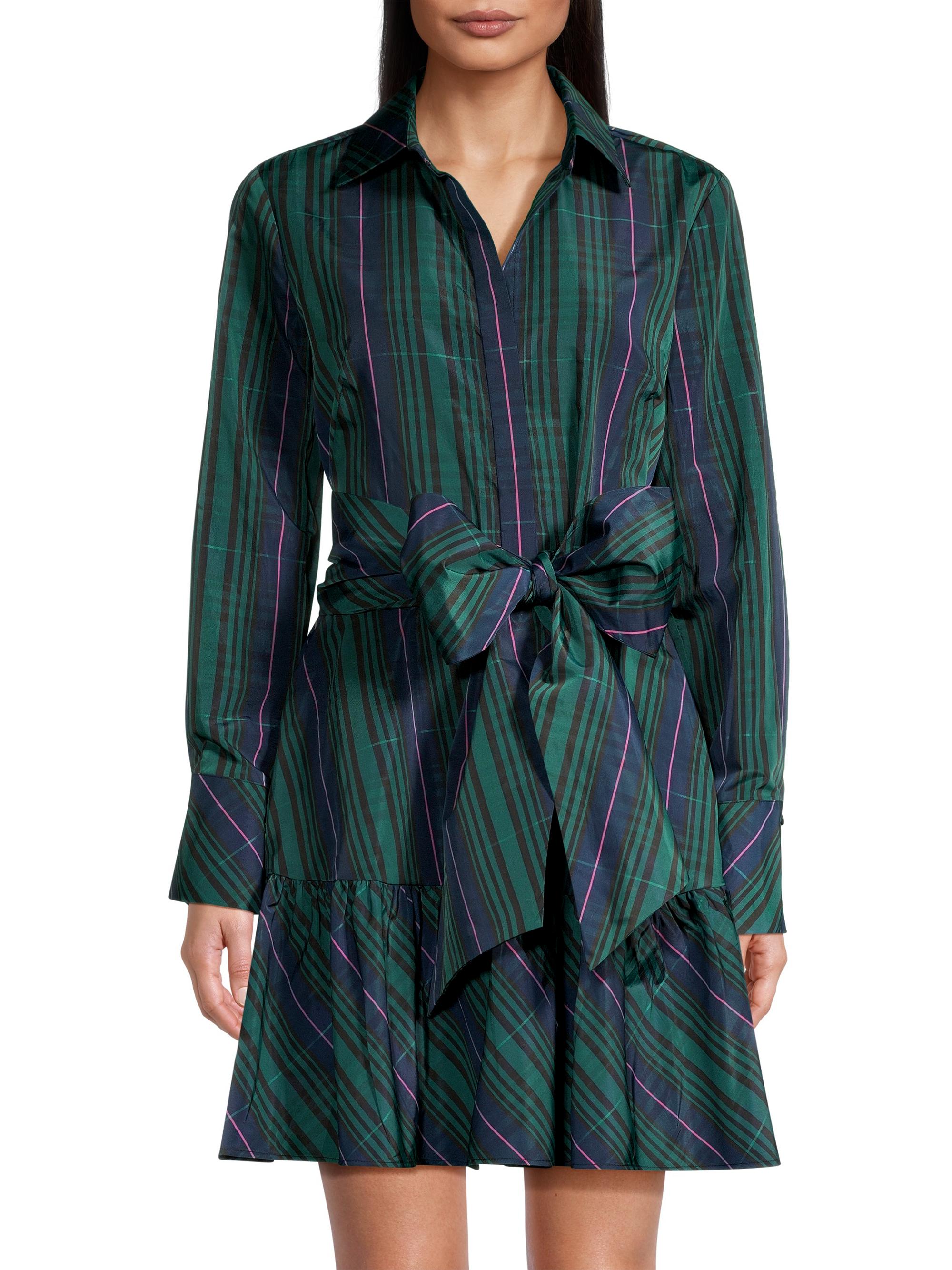 Vineyard Vines Plaid Taffeta Tie-Waist Shirtdress | Saks Fifth Avenue