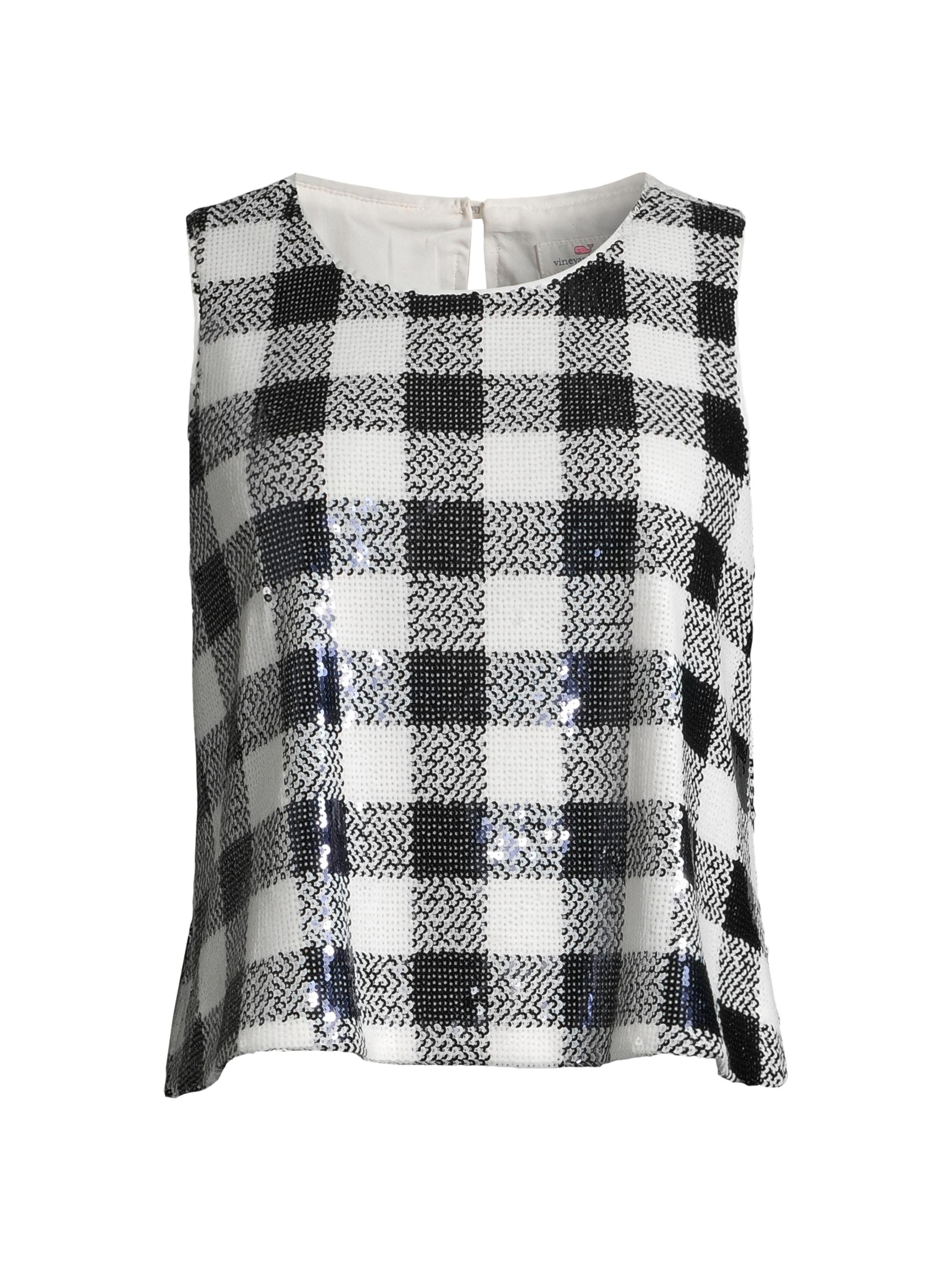 Vineyard Vines Women's Sequin Check Shell Top - Sequin Navy Gingham