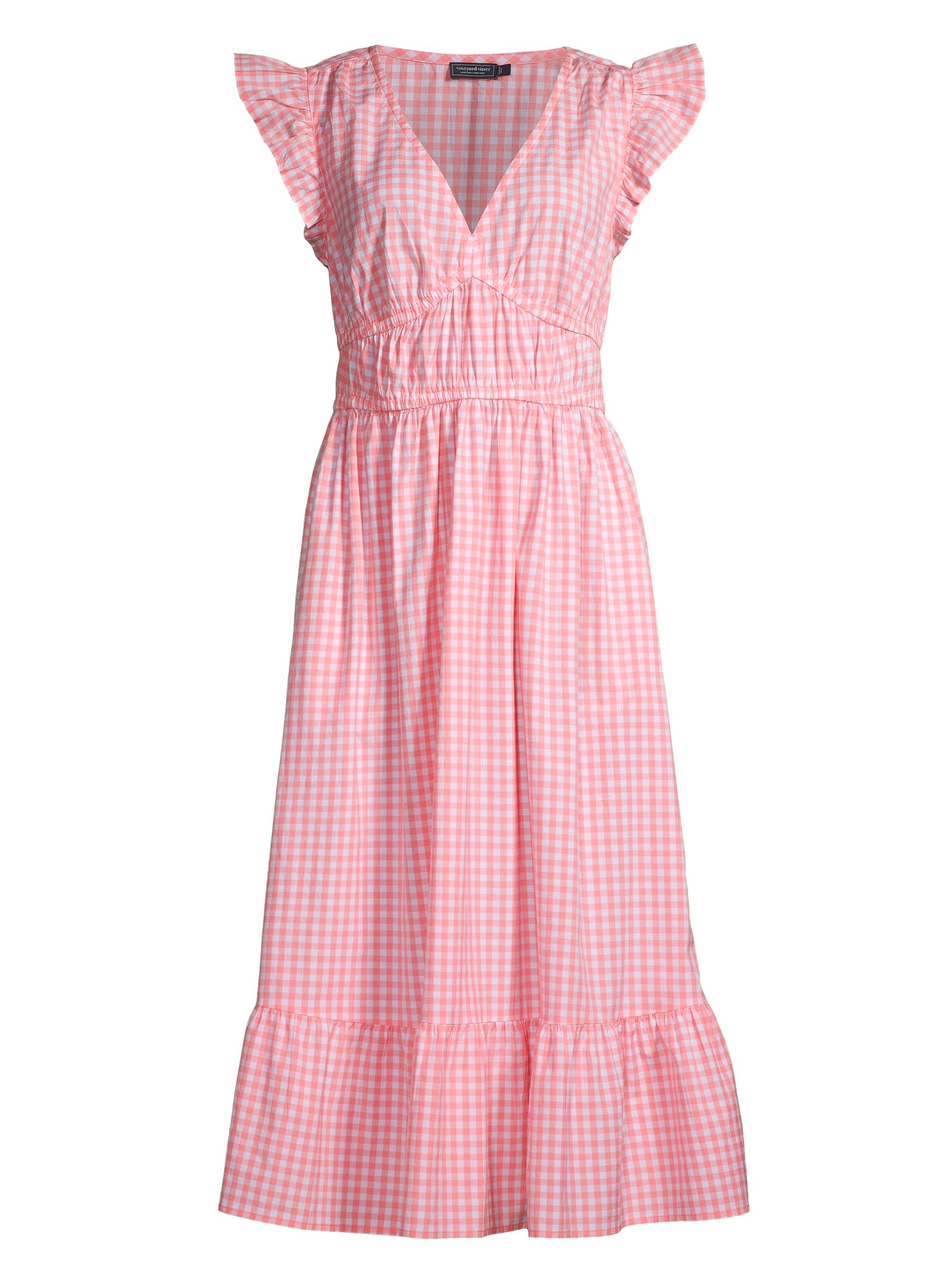 Vineyard Vines Women's Palm Poplin Flutter Midi-Dress - Gingham Cayman