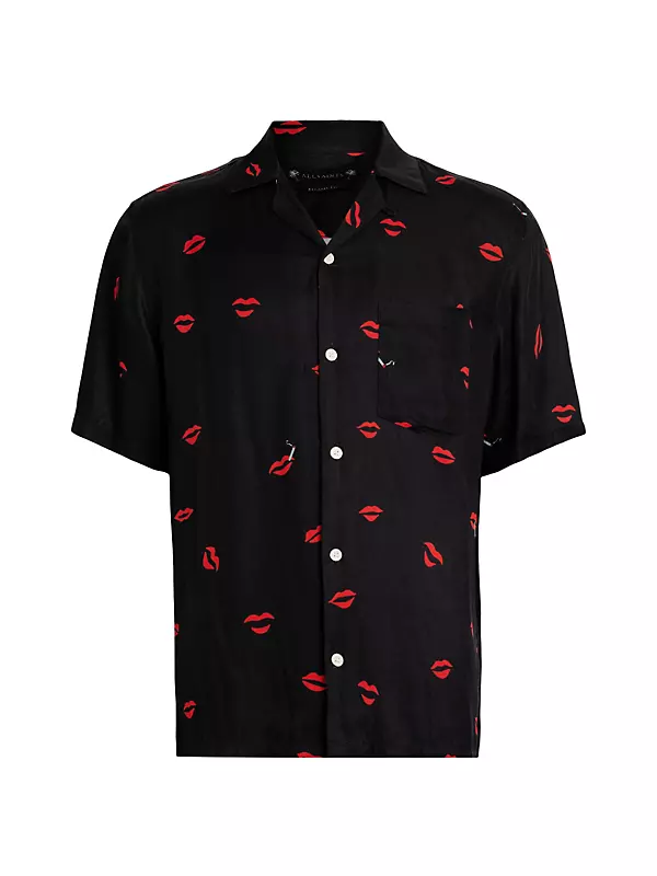 Shop AllSaints Lips Graphic Button-Front Shirt