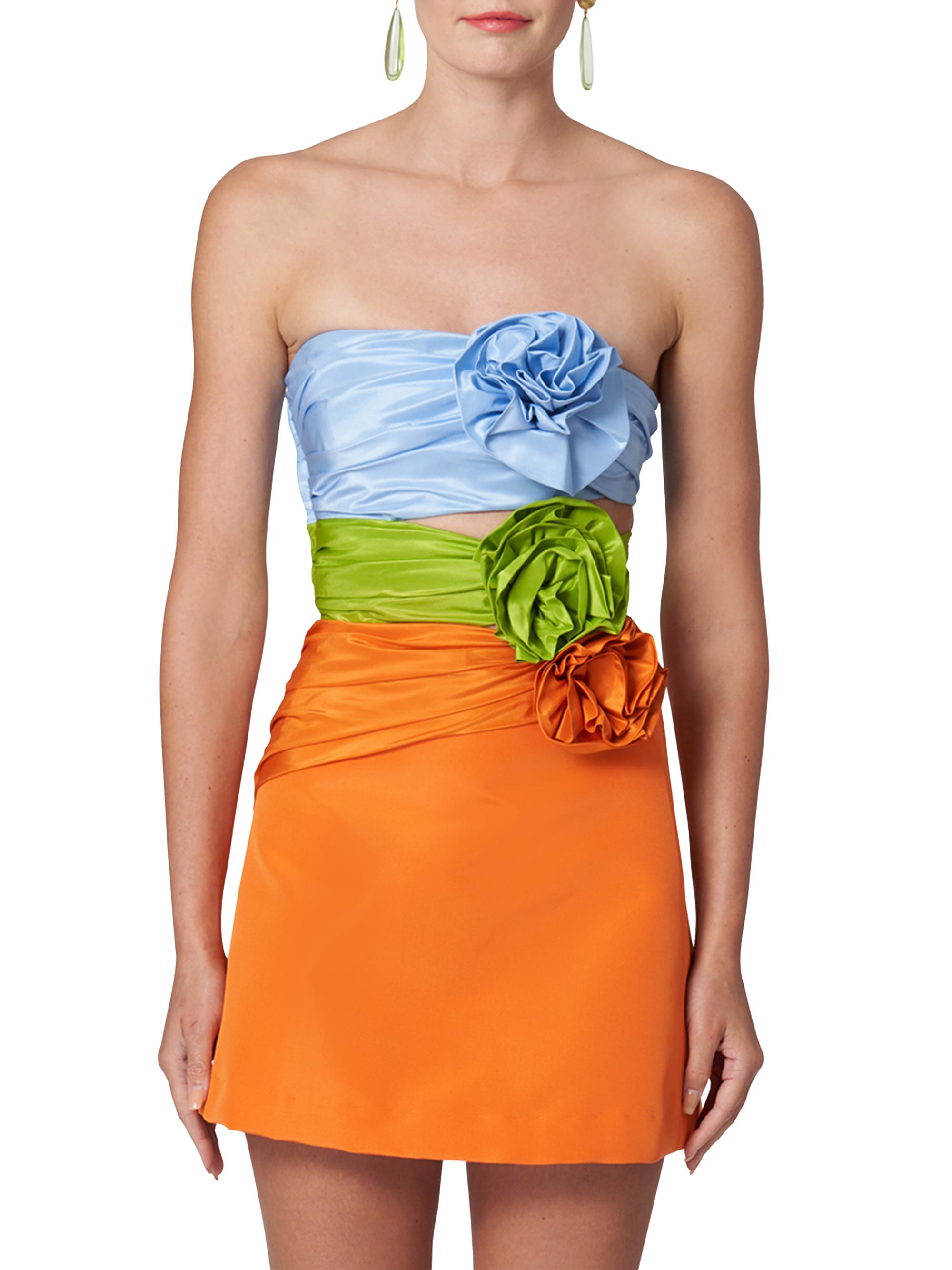 Carolina Herrera Colorblock Flower Minidress | Saks Fifth Avenue