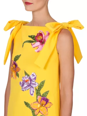 Shop Carolina Herrera Embroidered Floral Shift Dress | Saks Fifth Avenue