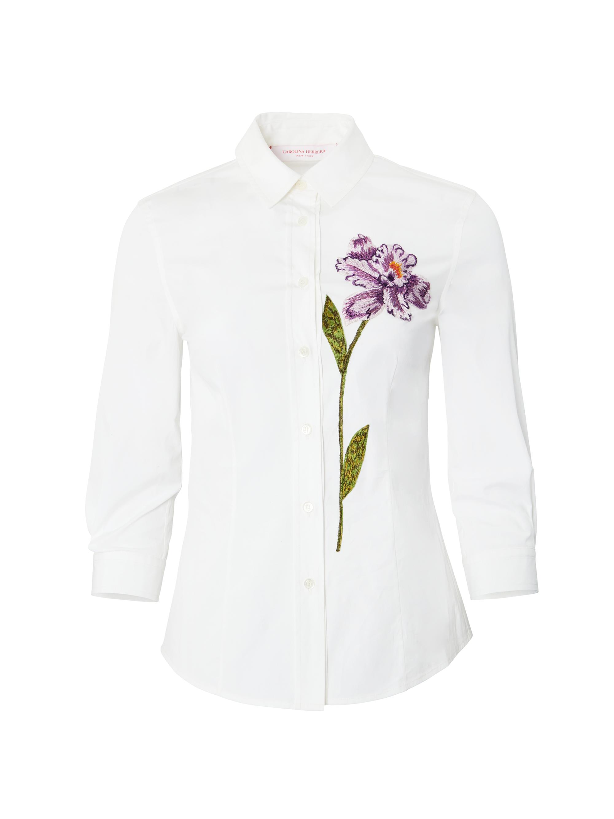 Shop Carolina Herrera Embroidered Floral Shirt | Saks Fifth Avenue