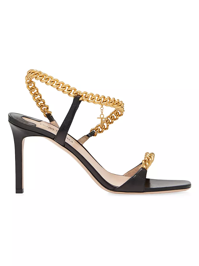 Zenith 85MM Gourmette Chain & Leather Slingback Sandals