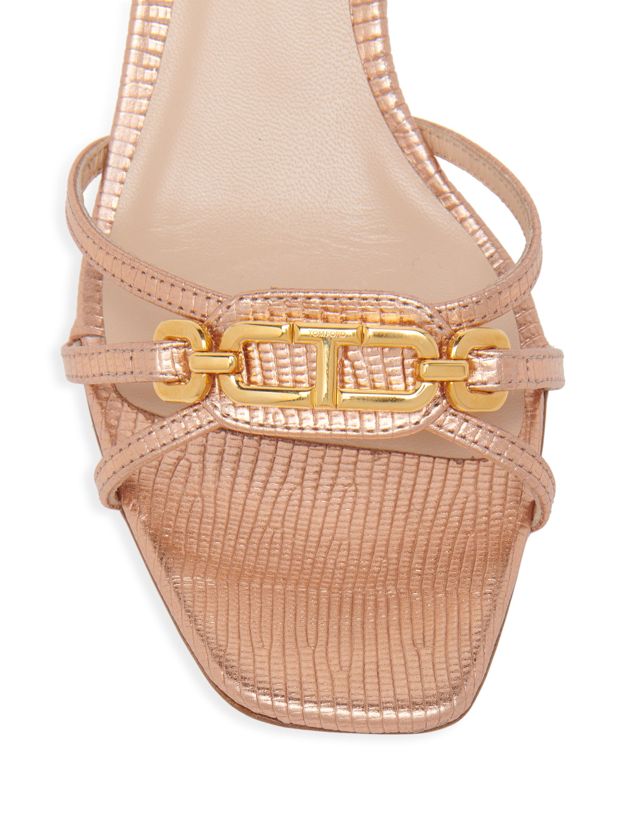 TOM FORD エンドレスサマー セット TOM FORD Whitney Laminated Lizard-Print 55MM Strappy Leather