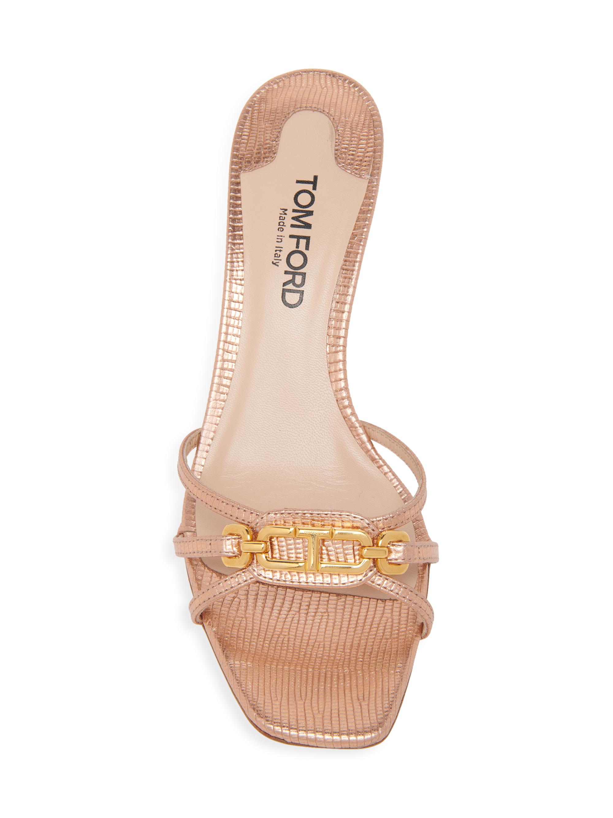 TOM FORD Whitney Laminated Lizard-Print 55MM Strappy Leather