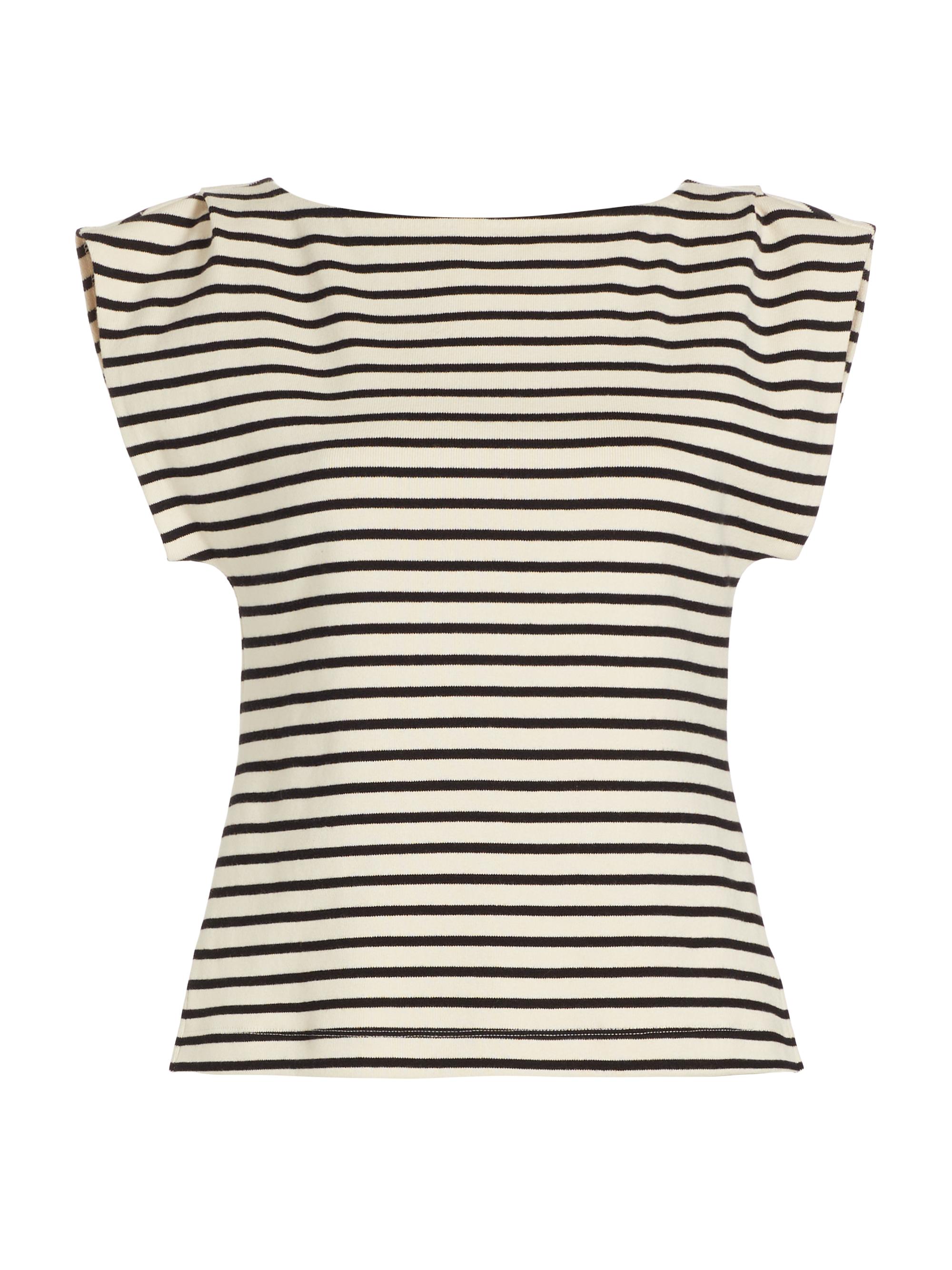 Tanya Taylor Women's Claire Striped Boatneck Top - Cream Black