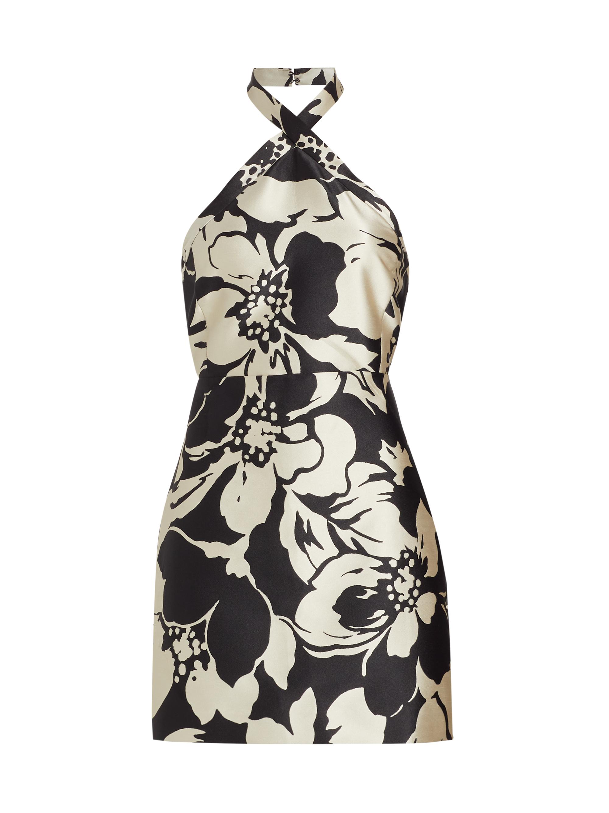 Tanya Taylor Women's Fernanda Floral Satin Minidress - Black Cream