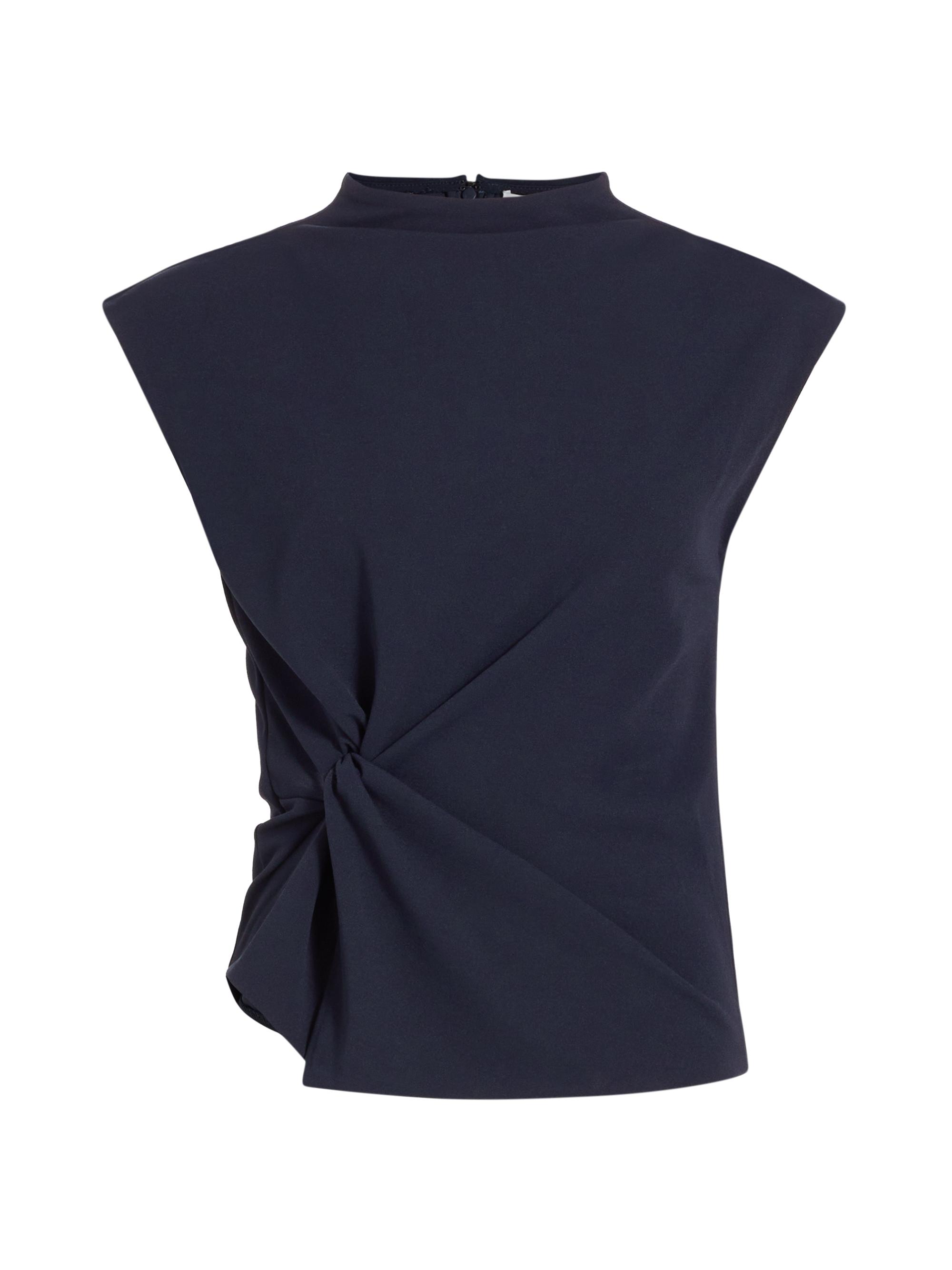 Tanya Taylor Women's Robin Knot Cap-Sleeve Blouse - Maritime Blue