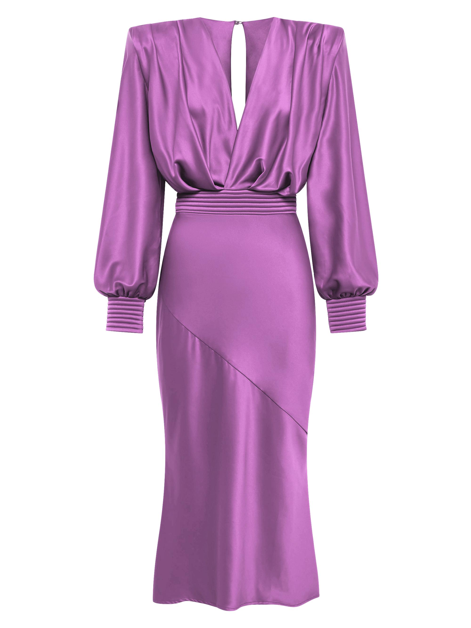 Zhivago Women's Betsy Satin Balloon-Sleeve Midi-Dress - Dusk