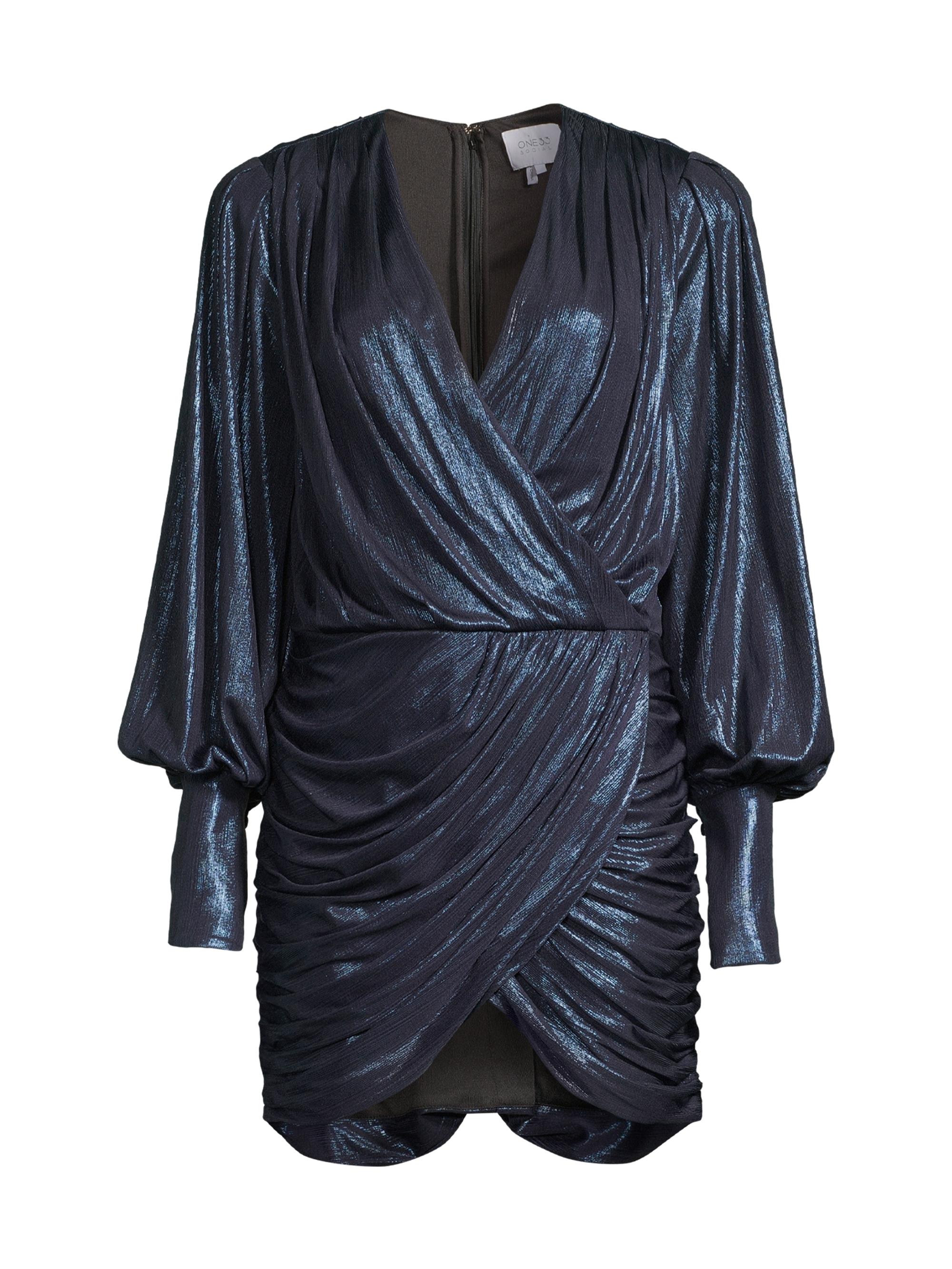 One33 Social Women's Gathered Lamé Minidress - Blue