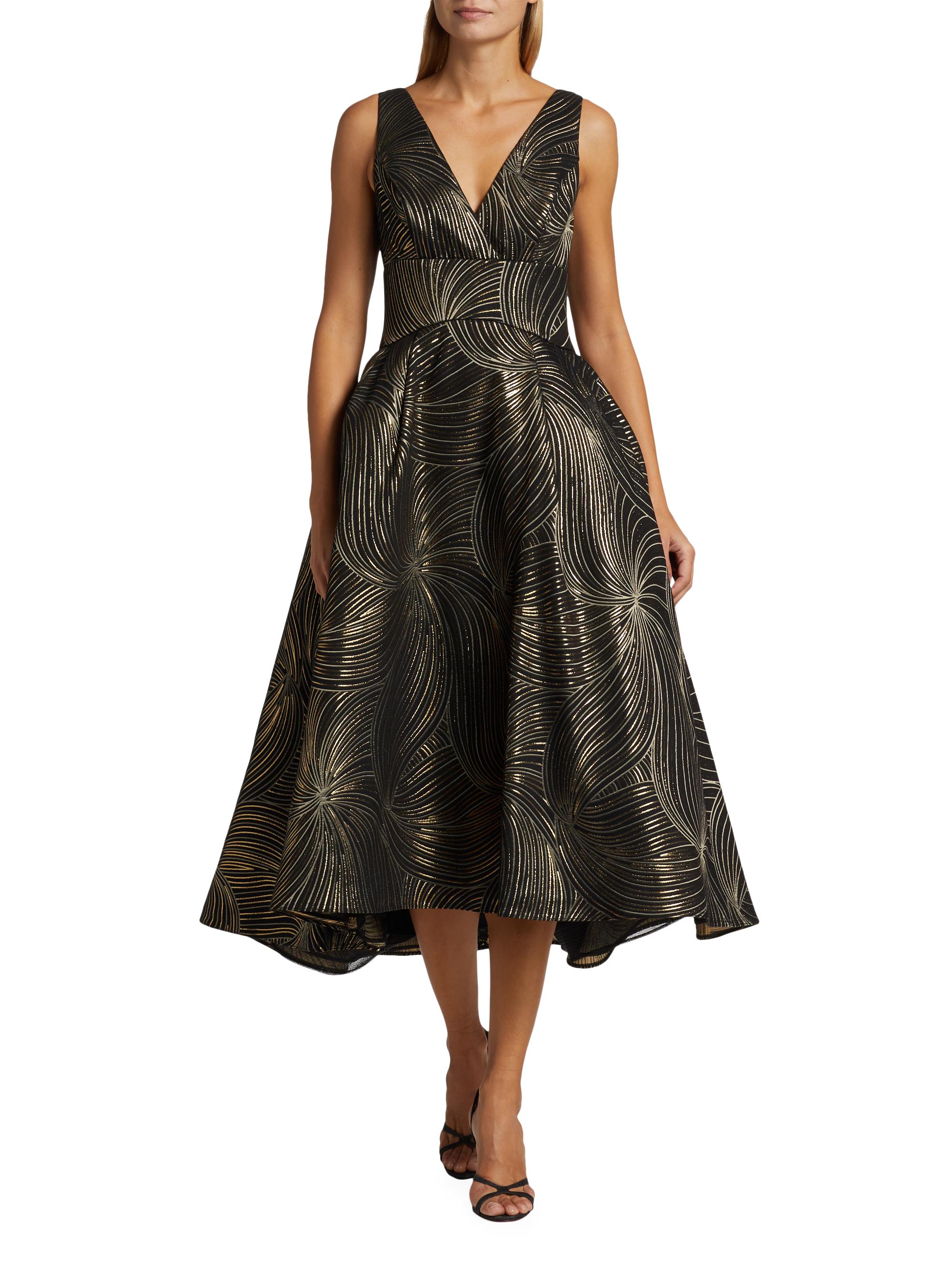 black and gold jacquard dress Black Print Jacquard Mini Dress main image 1