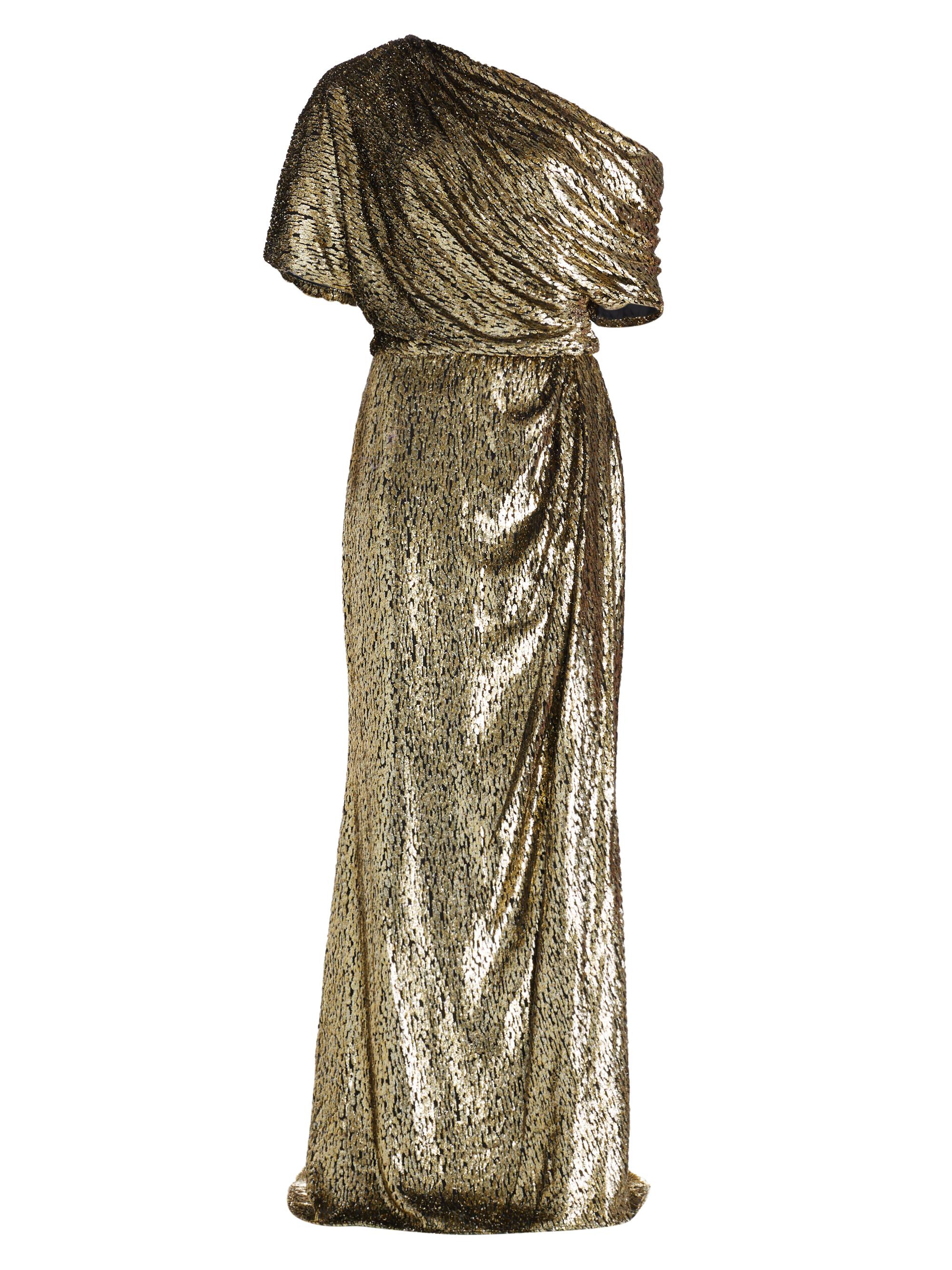 Amsale Women's Goldtone Lamé Draped Gown - Black Gold