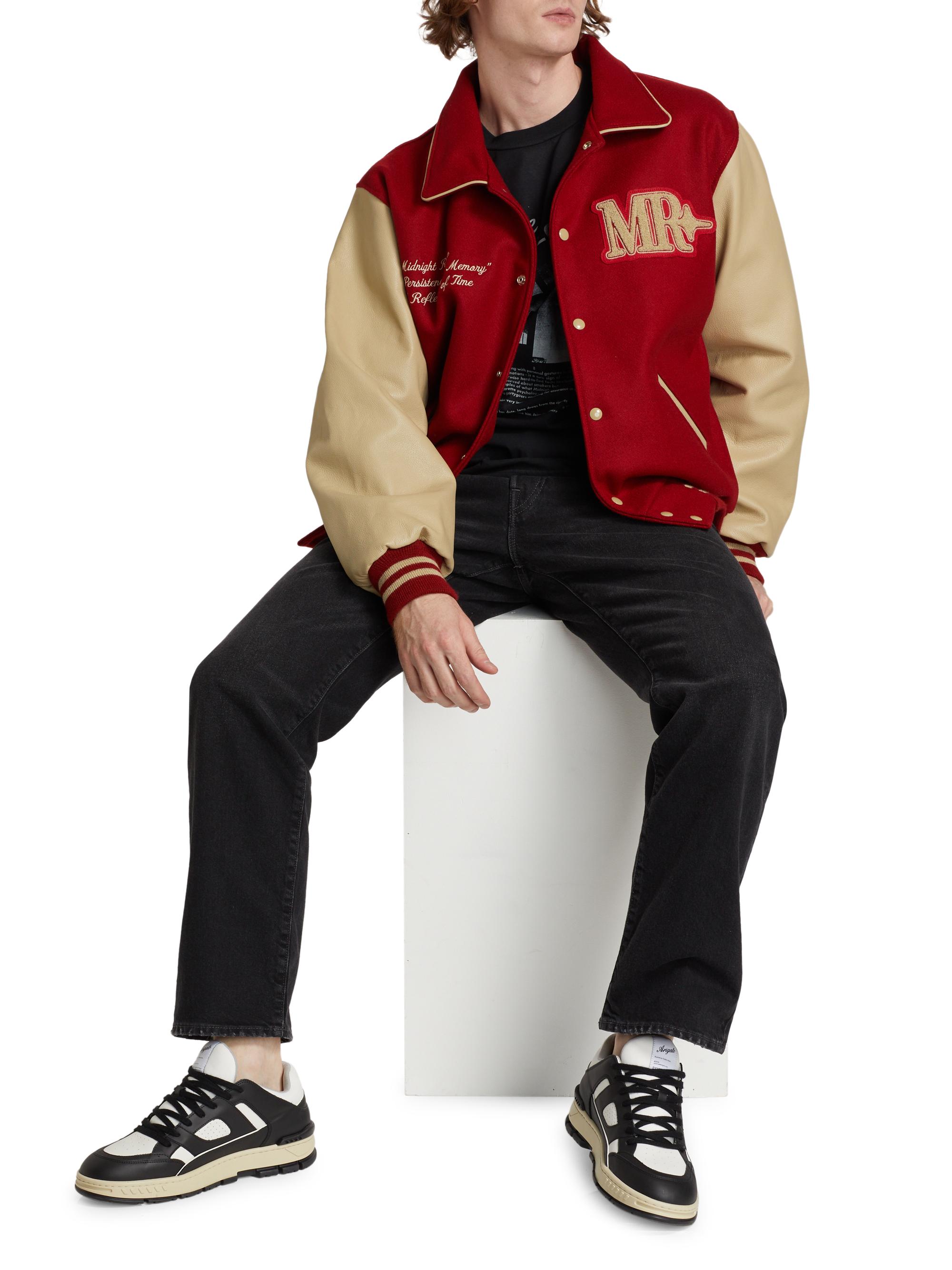 Midnight Rodeo Persistance of Memory Wool & Leather Varsity Jacket