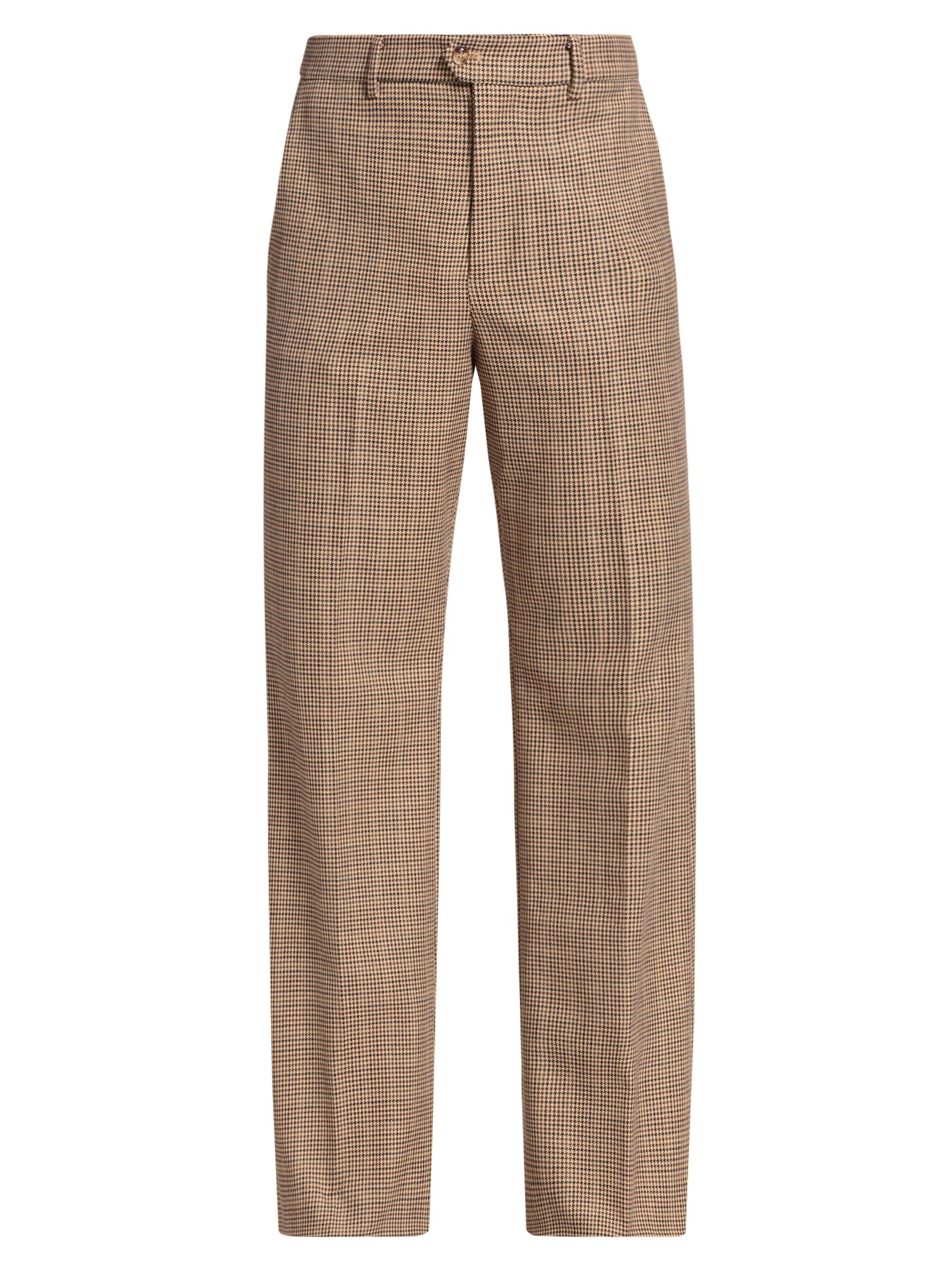 Midnight Rodeo Men's Persistance of Memory Check Wool-Blend Flared Trousers - Brown Houndsooth
