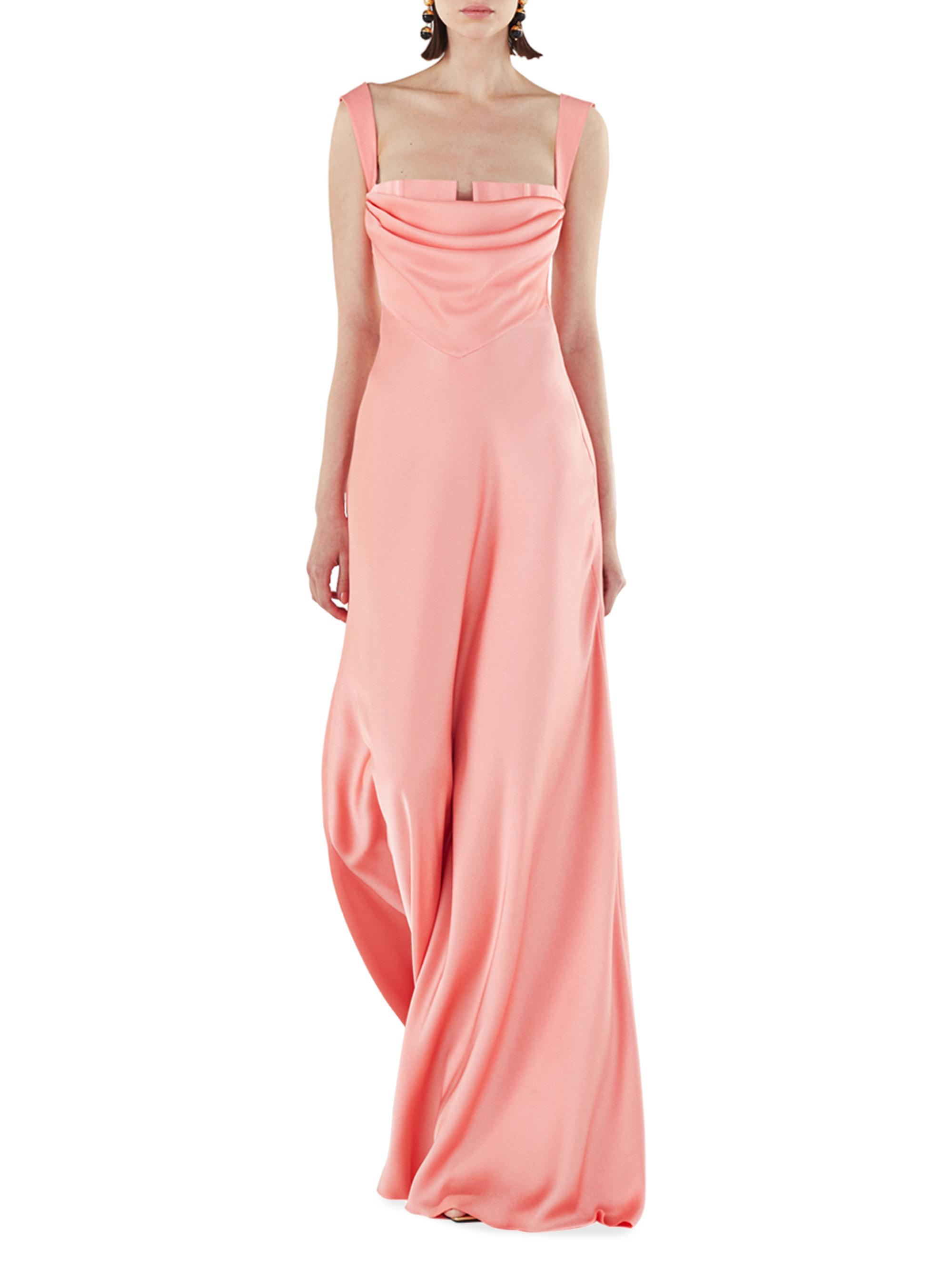 Ozgur Masur Women's Sleeveless Draped Satin Gown - Flamingo