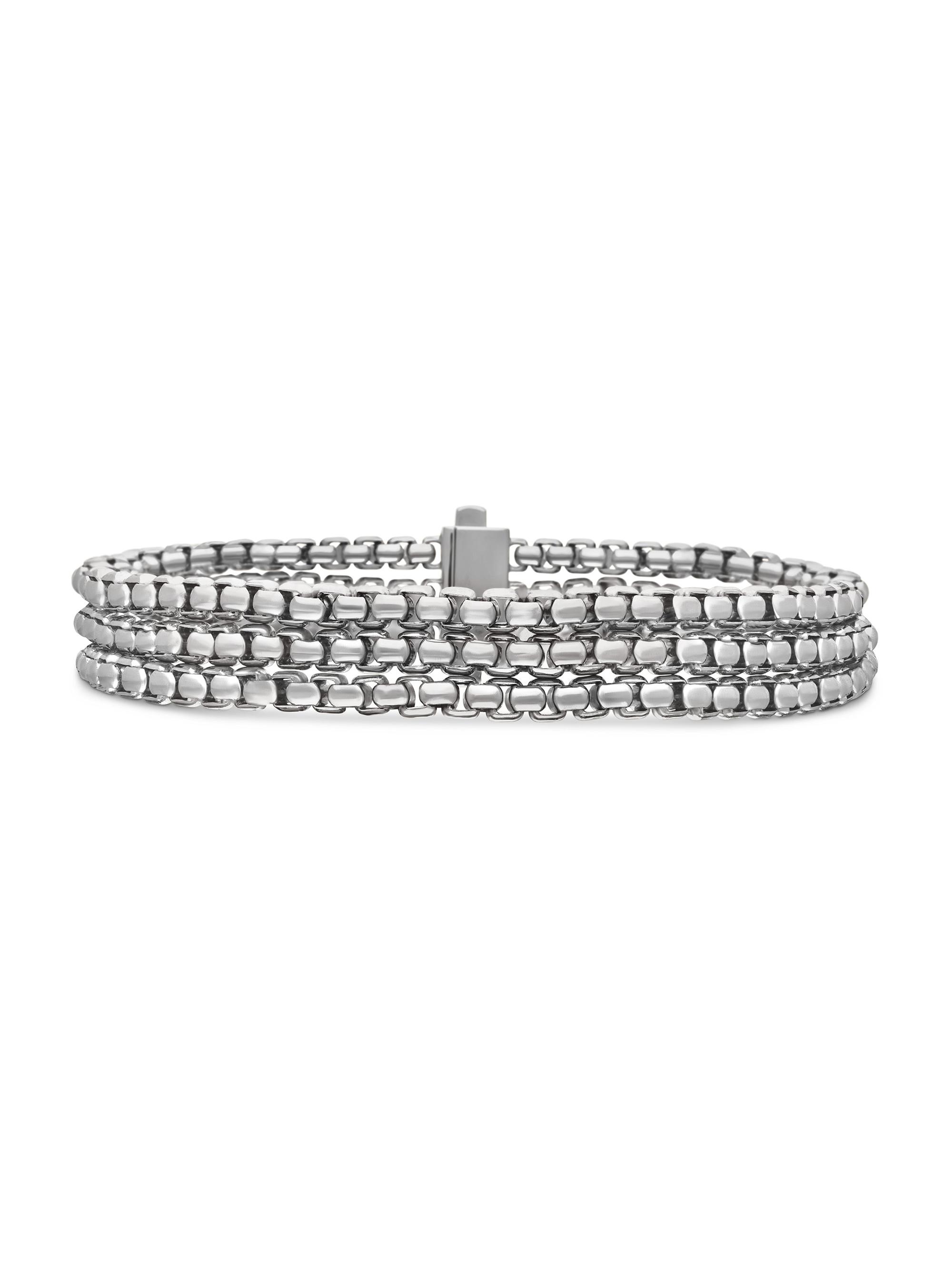David Yurman Men's Three Row Box Chain Bracelet In Sterling Silver - Silver