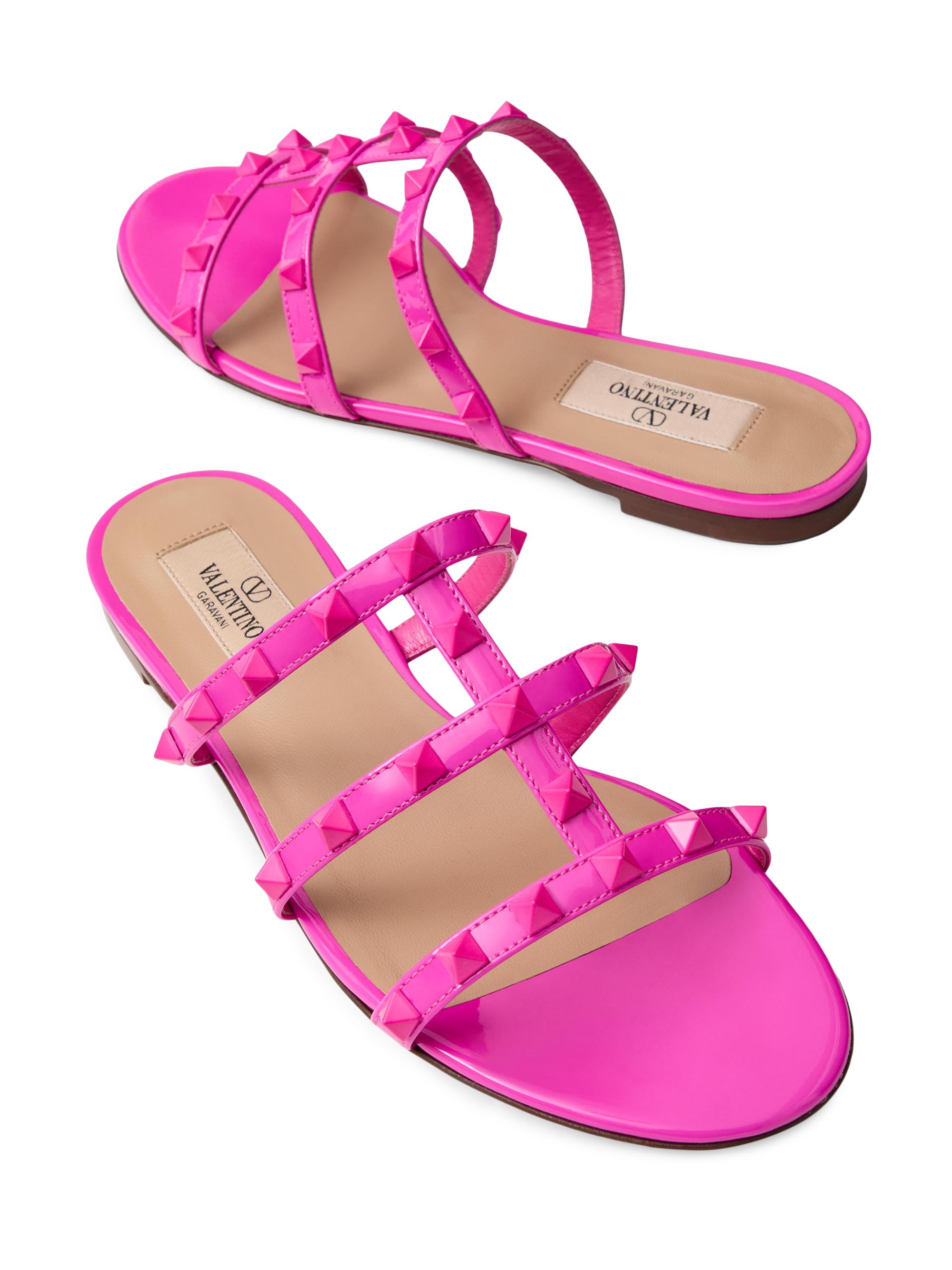 Valentino Garavani Rockstud Patent Leather Slides | Saks