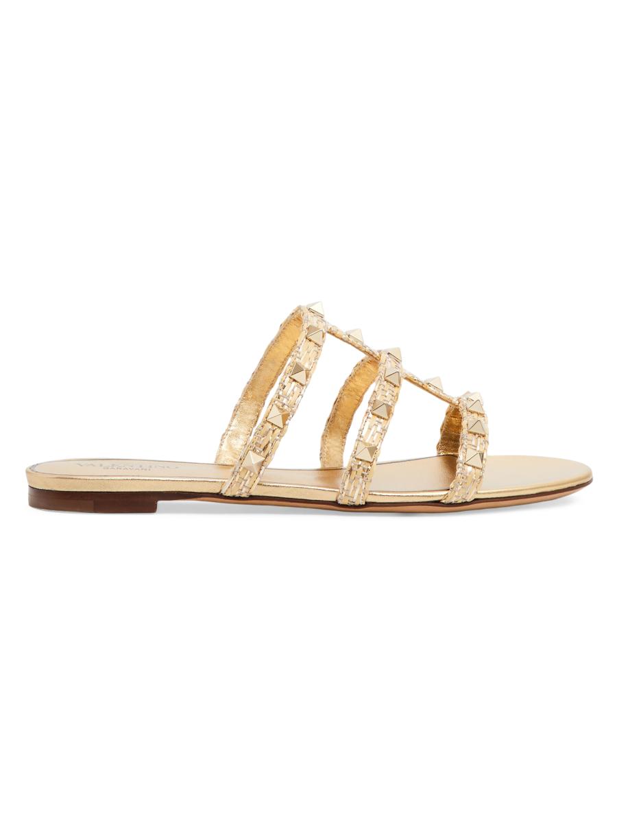 サンダル・ミュール VALENTINO GARAVANI Valentino Garavani 'Slide' sandals Gold Valentino Garavani VLogo Slide Sandals | Gold | FARFETCH JO