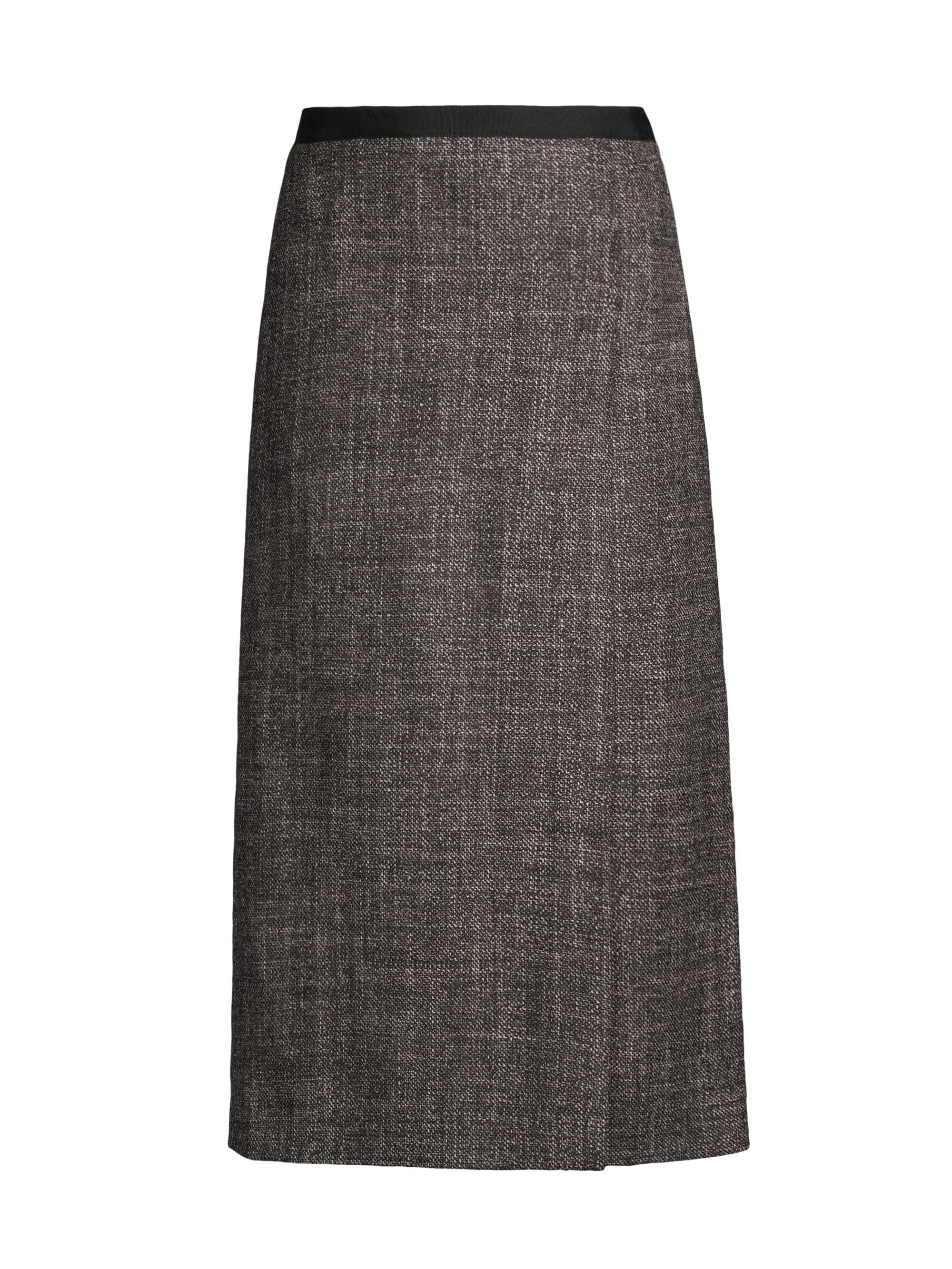 Tory Burch Women's Overlap Wool Tweed Midi Skirt - Brown Black Multi