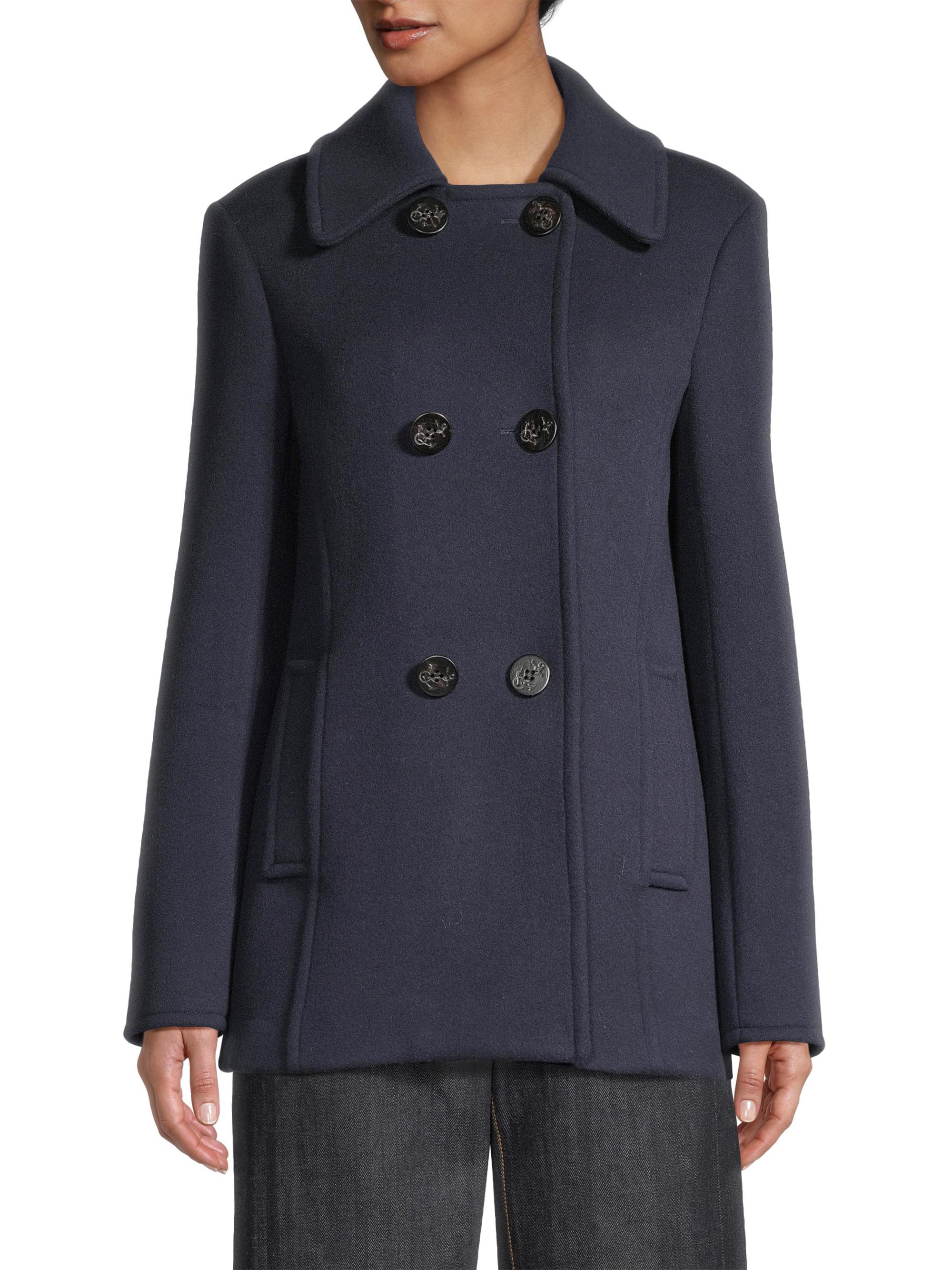 Tory Burch Faux Fur-Trim Wool Peacoat | Saks Fifth Avenue